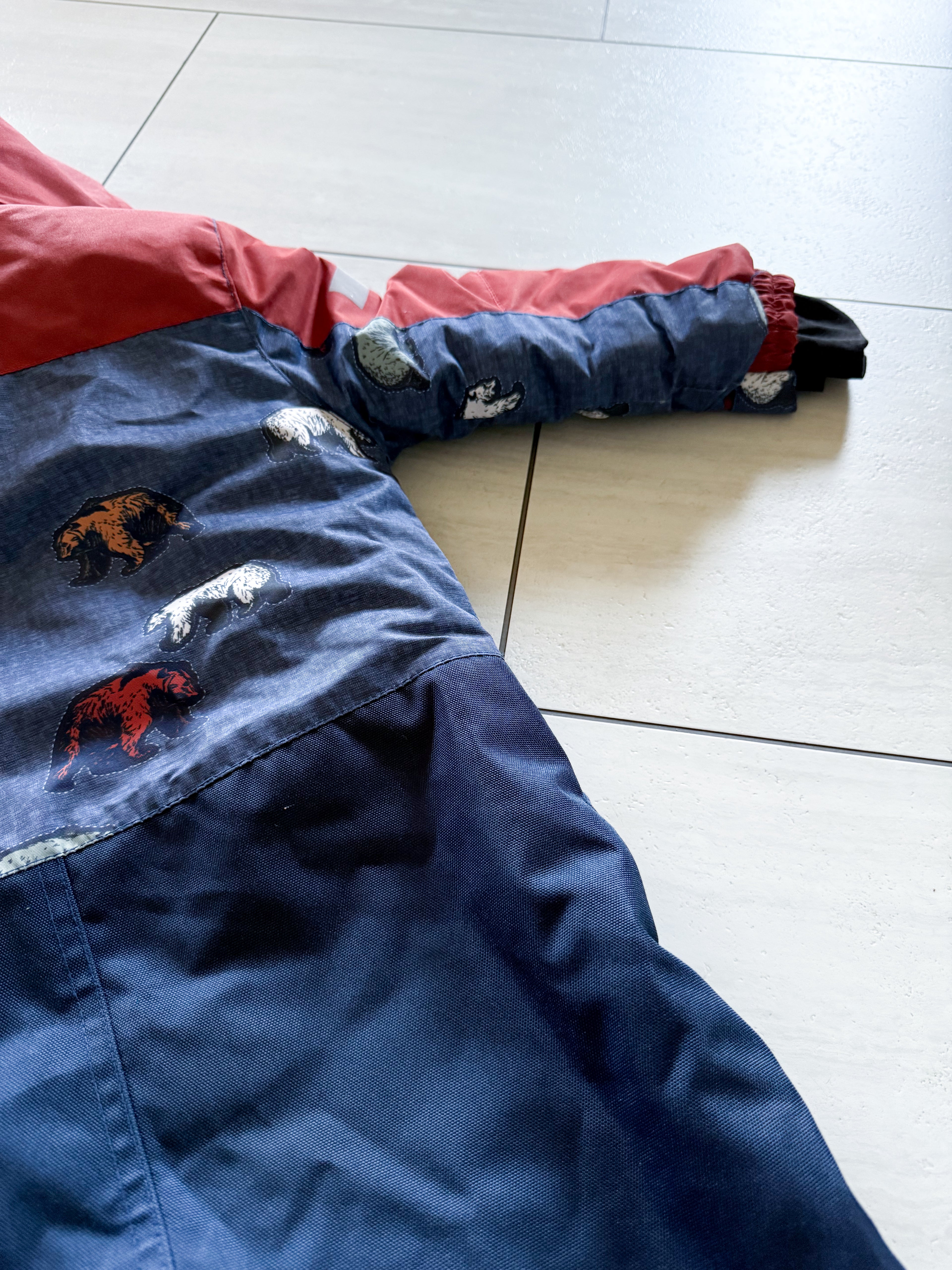 Deux Par Deux- 3T- VGUC- rust brown and blue snow suit with bears