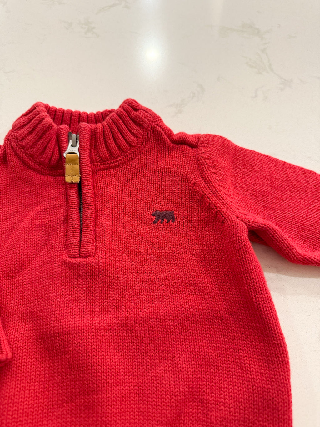 Carter’s- 3m- VGUC- red knit quarter zip sweater