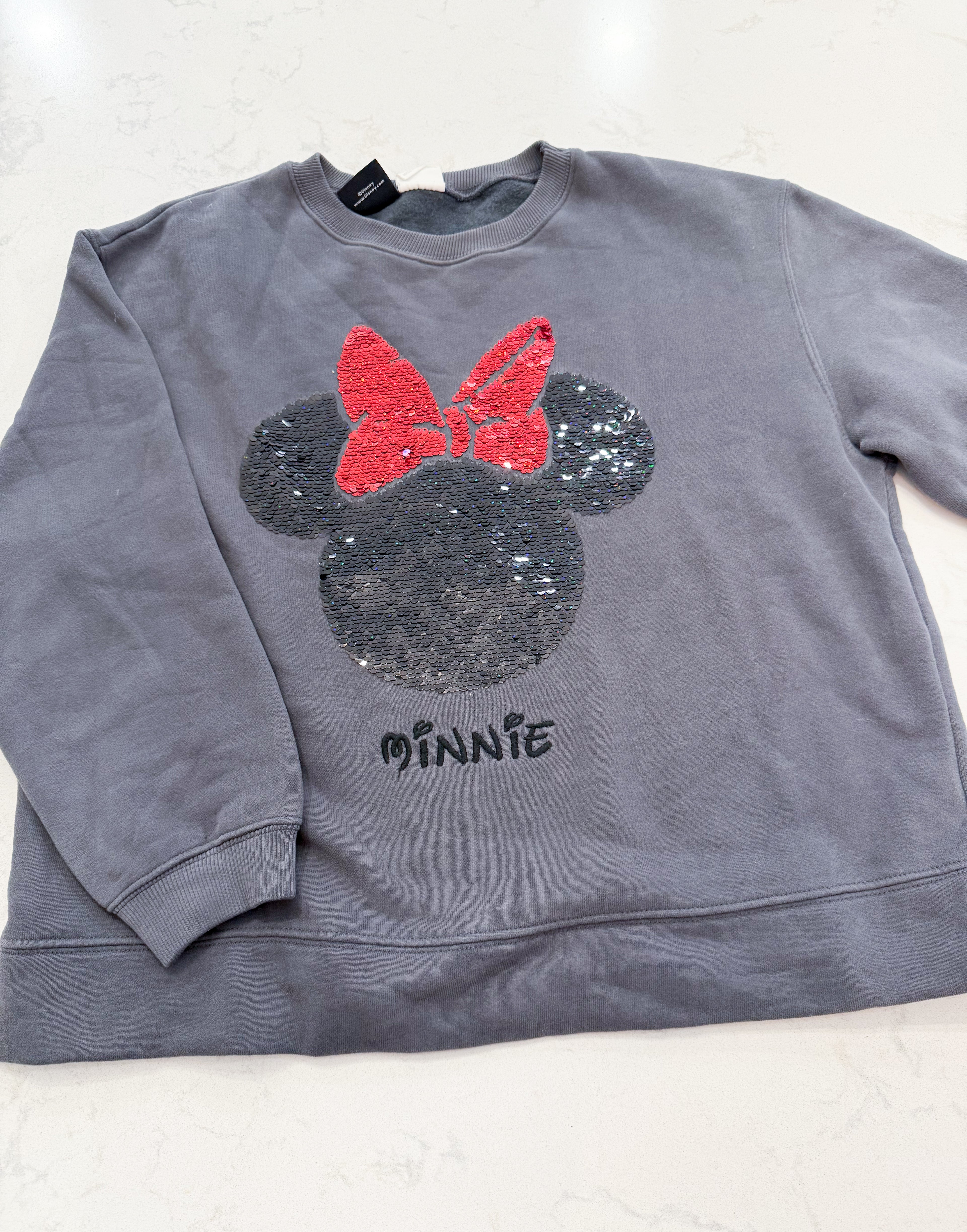 Zara- 11-12Y- GUC- grey crewneck with sequin Minnie