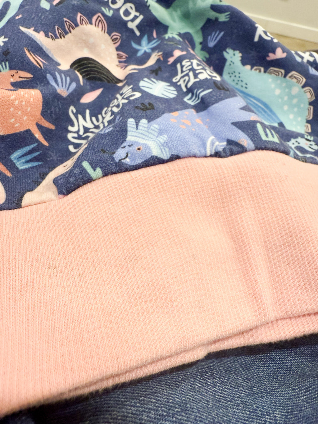 Stay Little Sewing Co- 3-6Y- PLAY- pink grow with me dinosaur crew