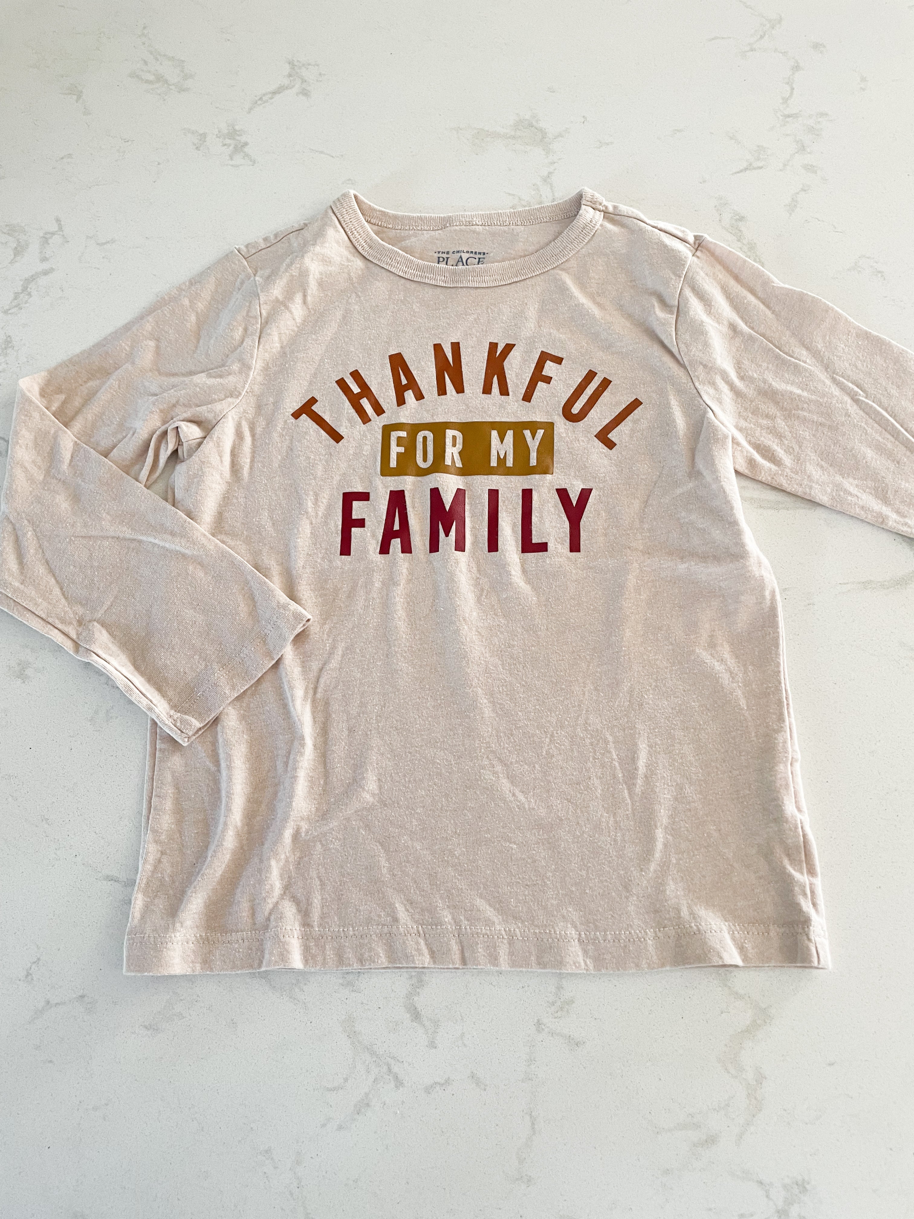 The Children’s Place-4T-GUC-beige long sleeve shirt “I’m thankful for my family”