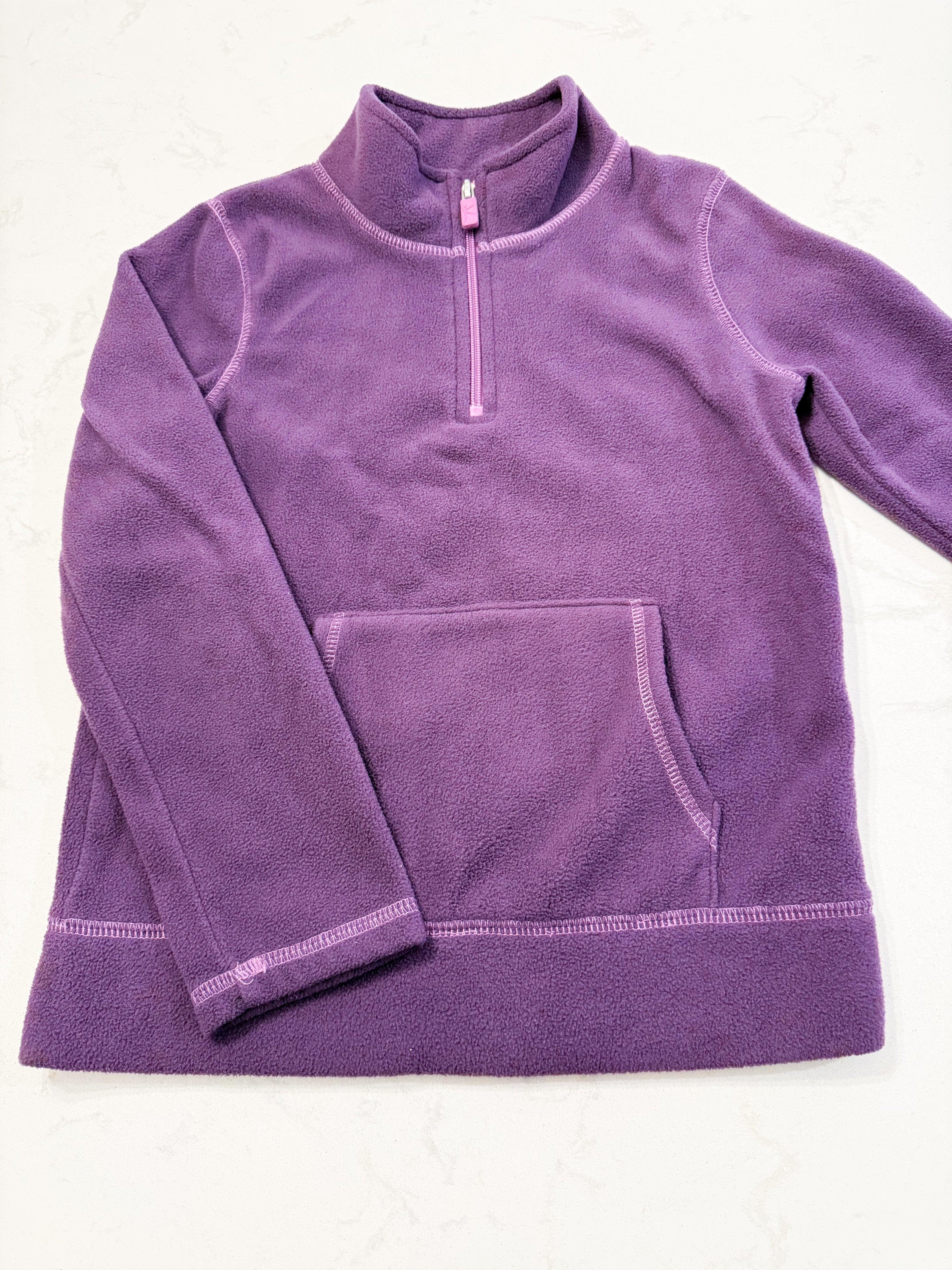 Danskin Now- 7-8Y- GUC- purple quarter zip fleece sweater