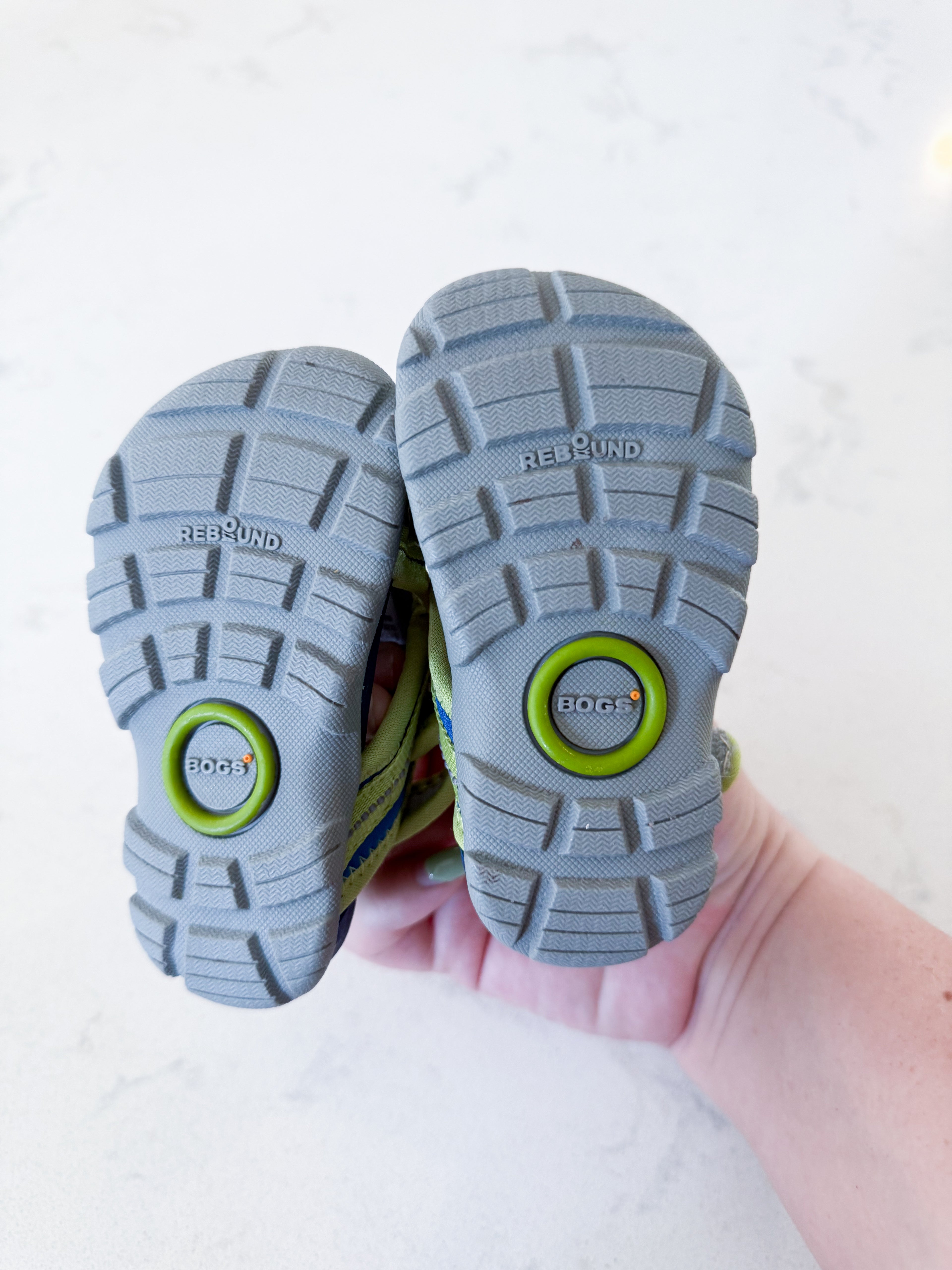 Bogs- 4C- VGUC- green and blue Velcro strap sandals