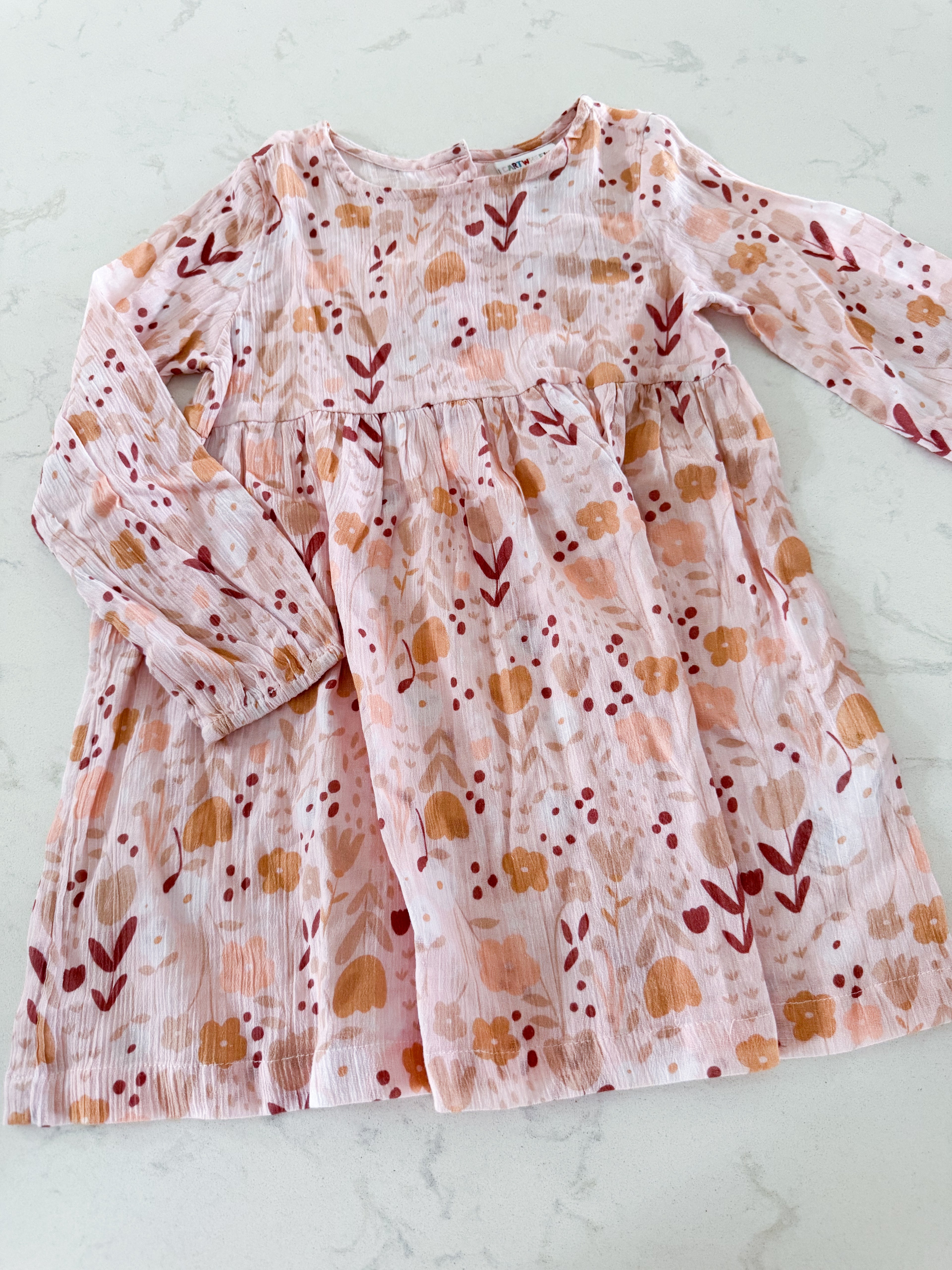 Cartwheels- 5T- BNWT- long sleeve thin pink patterned dress