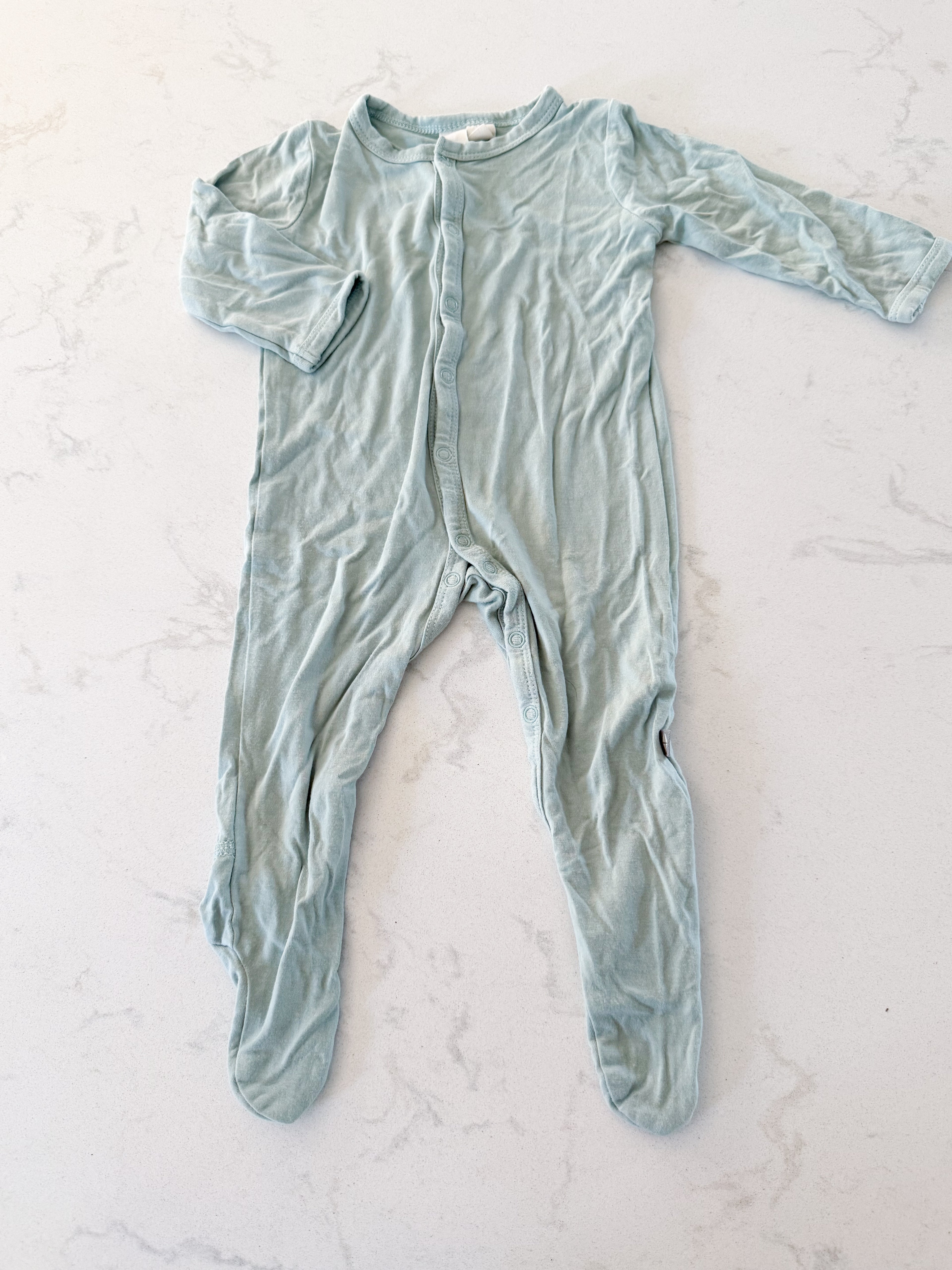 Kyte Baby- 0-3m- GUC- mint green bamboo footie pajamas
