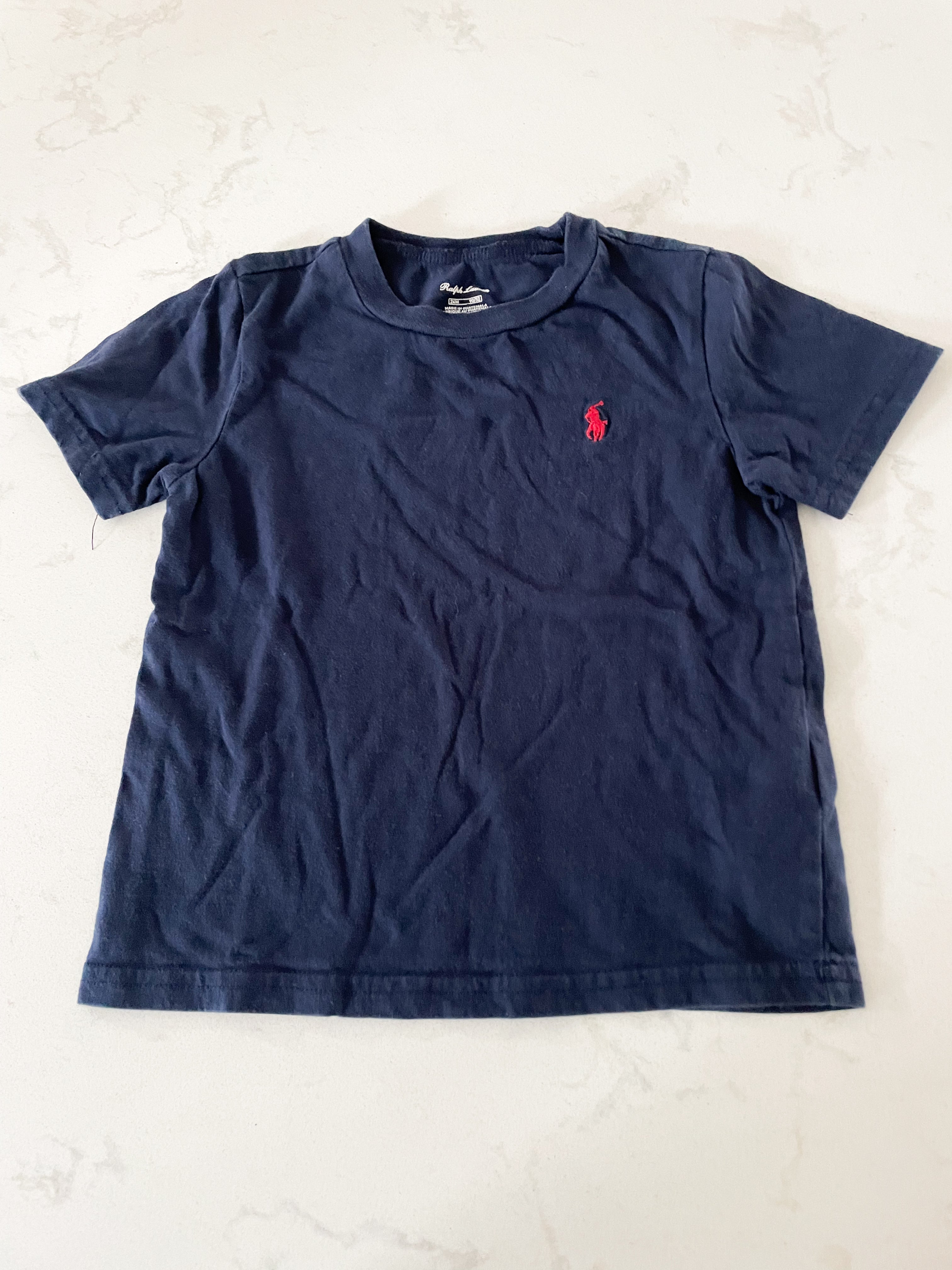Ralph Lauren-24m-GUC- navy t shirt with red symbol