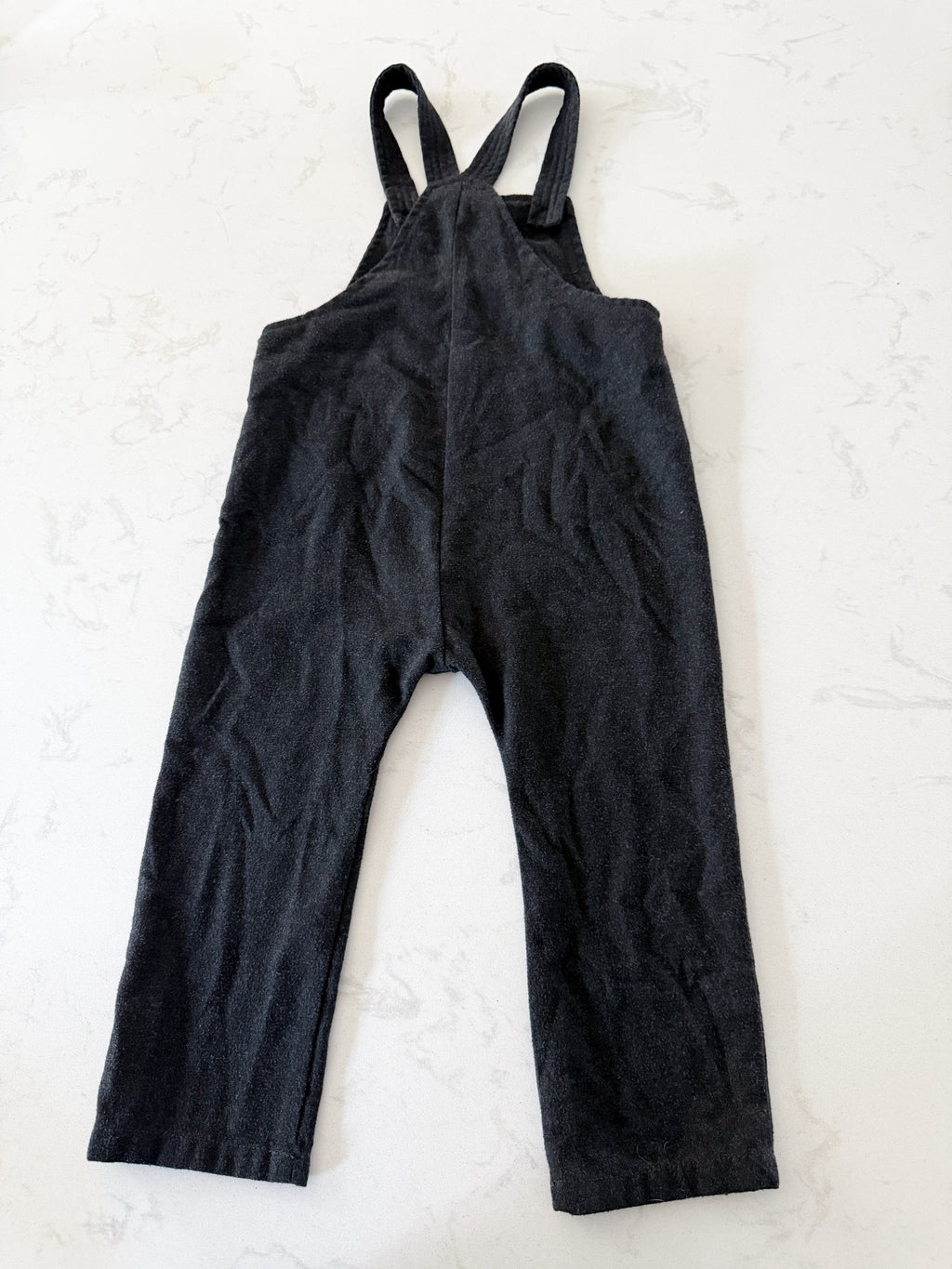 Zara-2-3Y- GUC- black tweed type material overalls