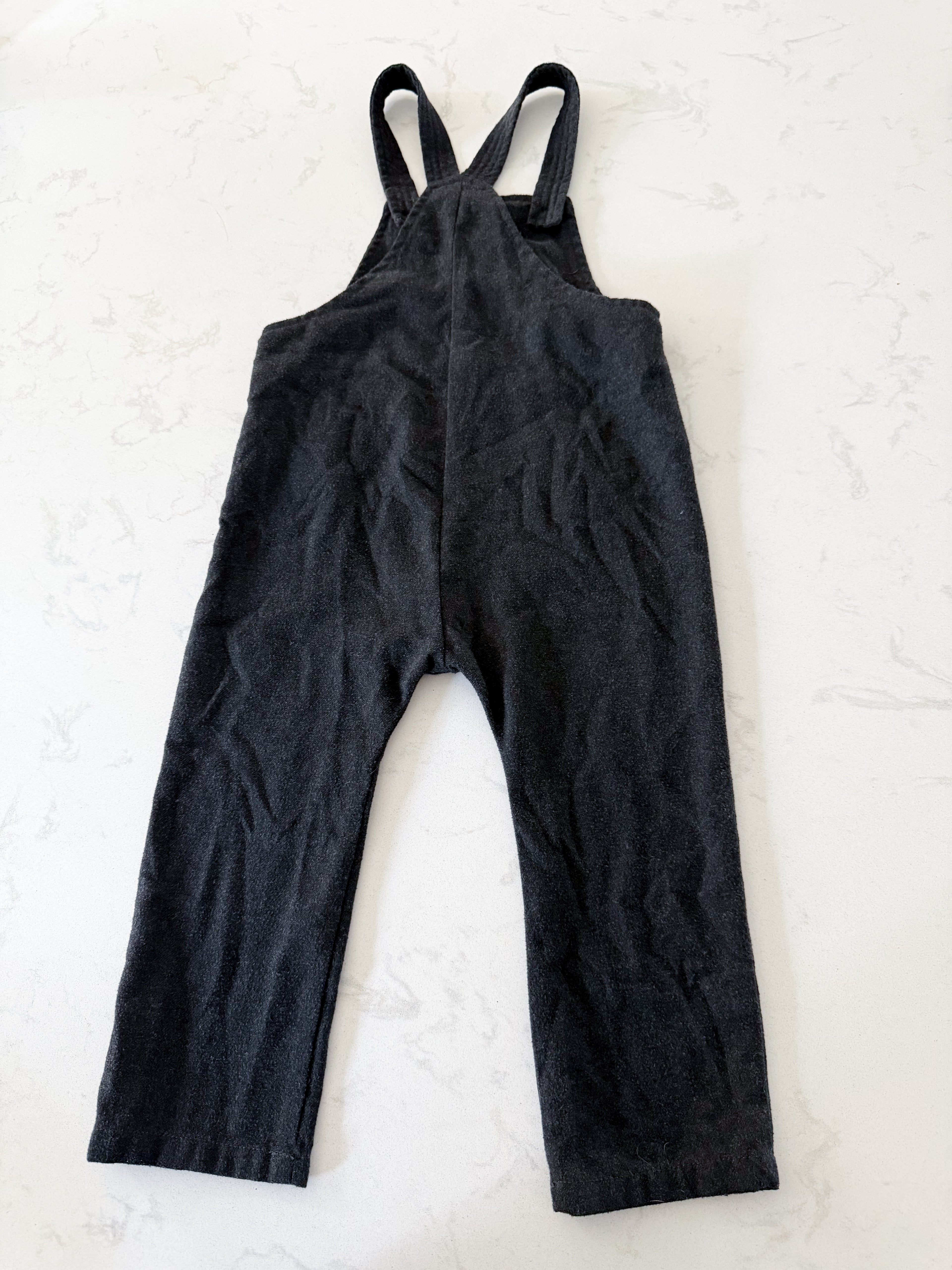 Zara-2-3Y- GUC- black tweed type material overalls