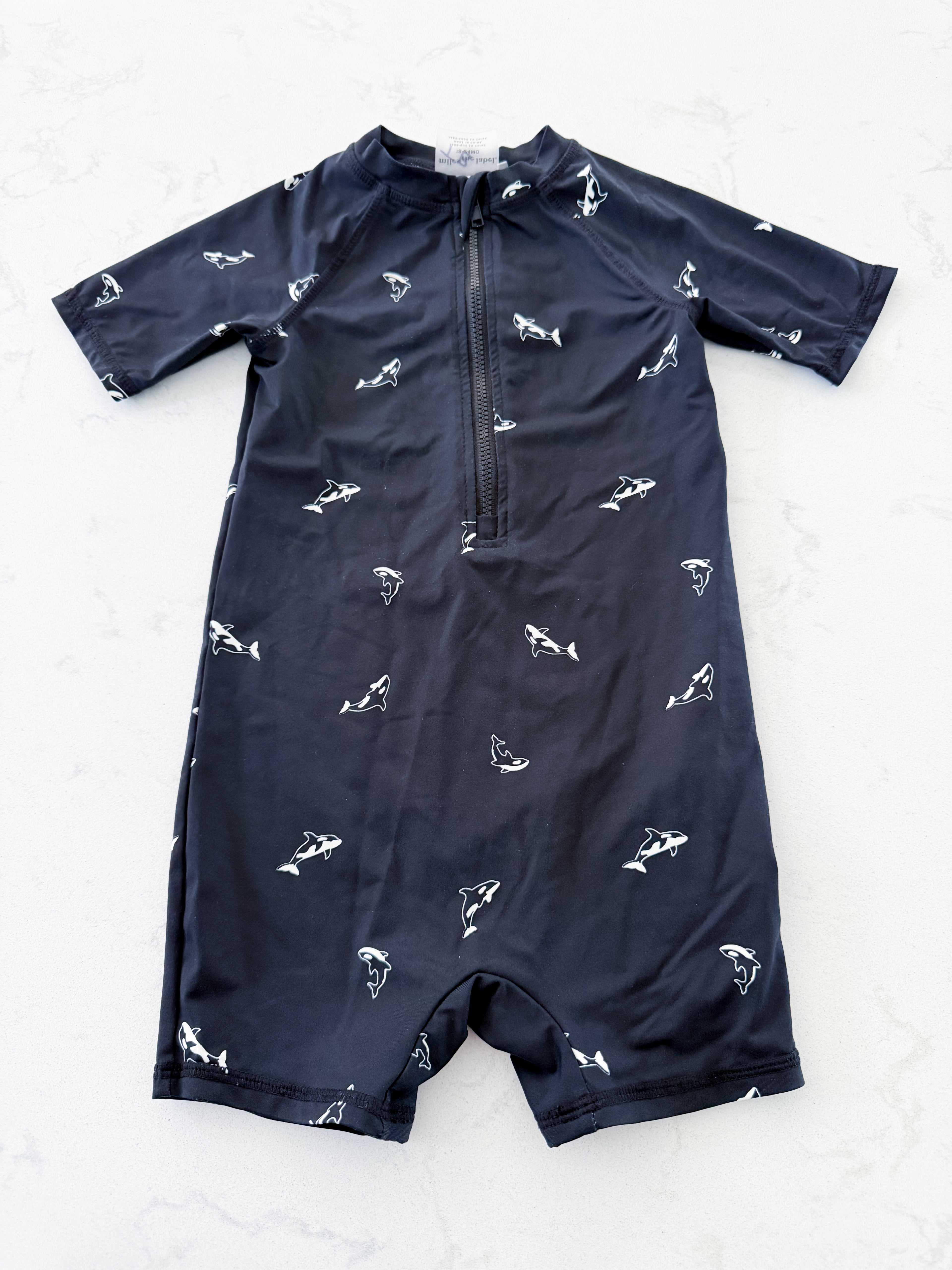 Miles the Label- 18-24m- VGUC- black swimsuit with orca pattern