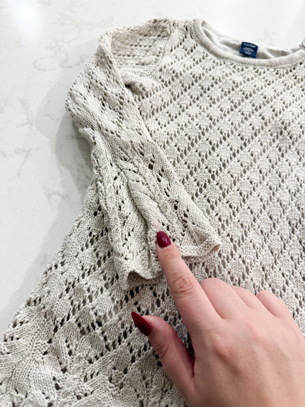 Baby Gap- 3T- PLAY- cream coloured knit dress with sparkles