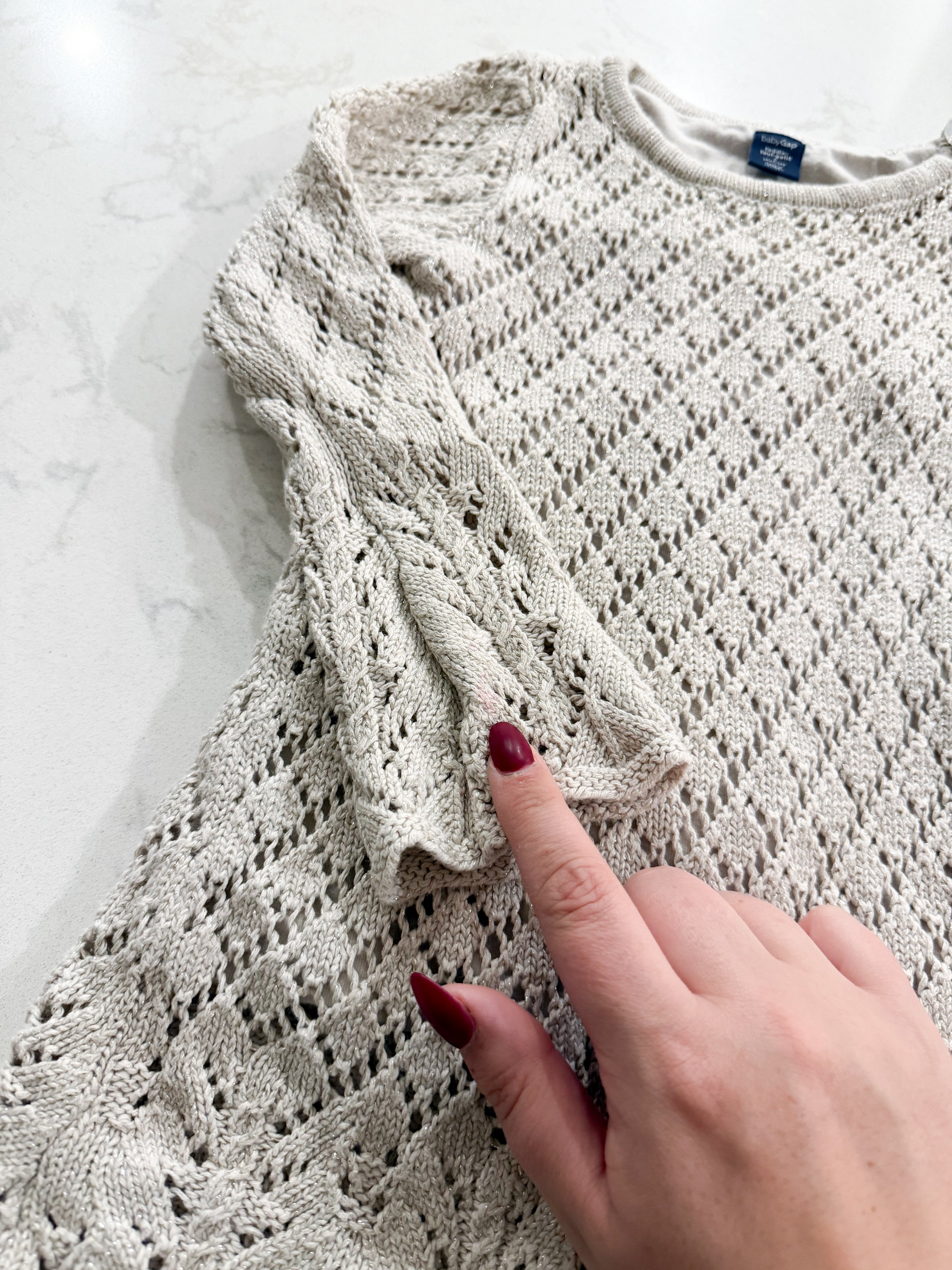 Baby Gap- 3T- PLAY- cream coloured knit dress with sparkles