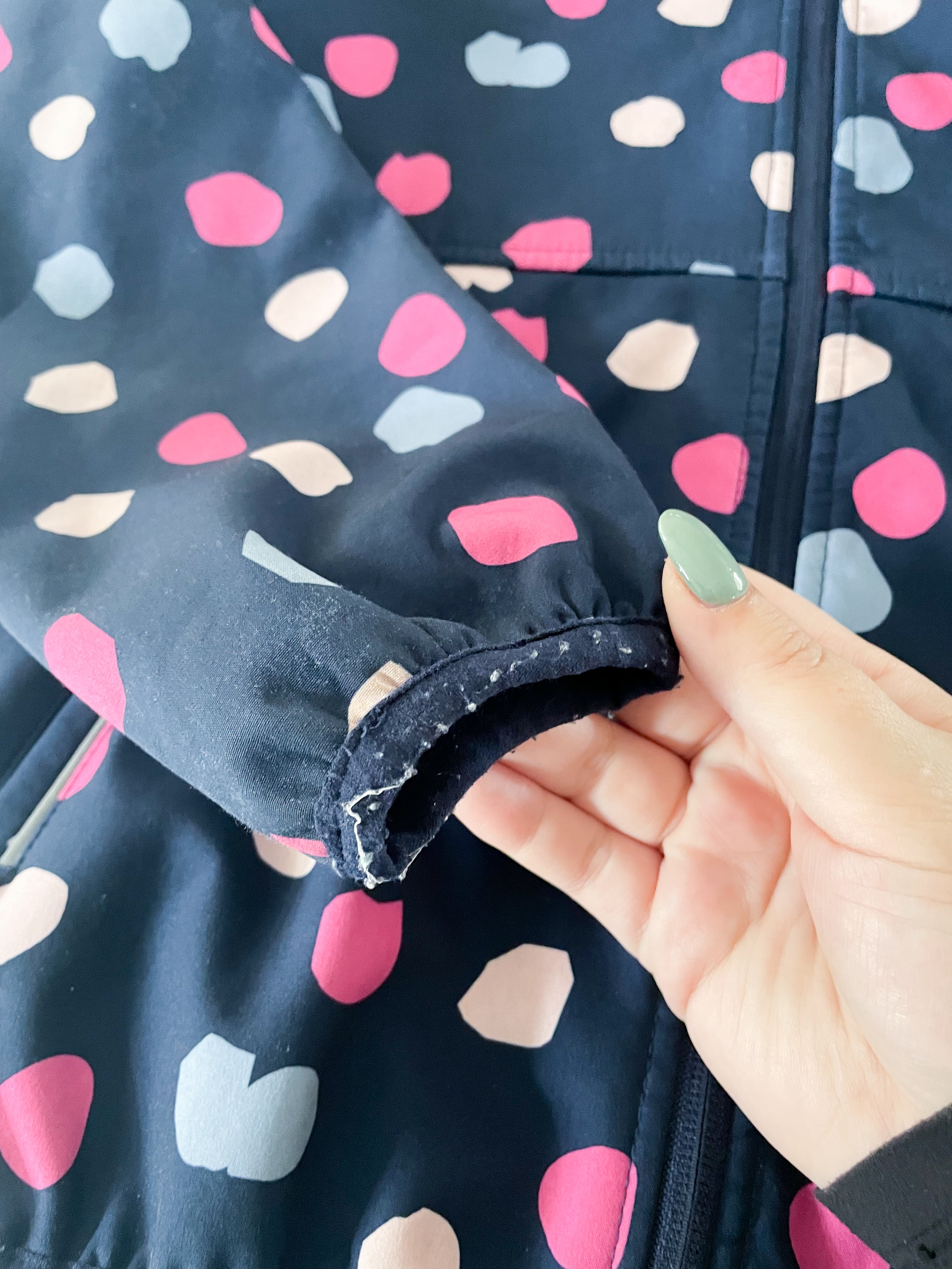 George-7-8Y-PLAY-soft shell navy fleece lined jacket with pink and purple polka dots