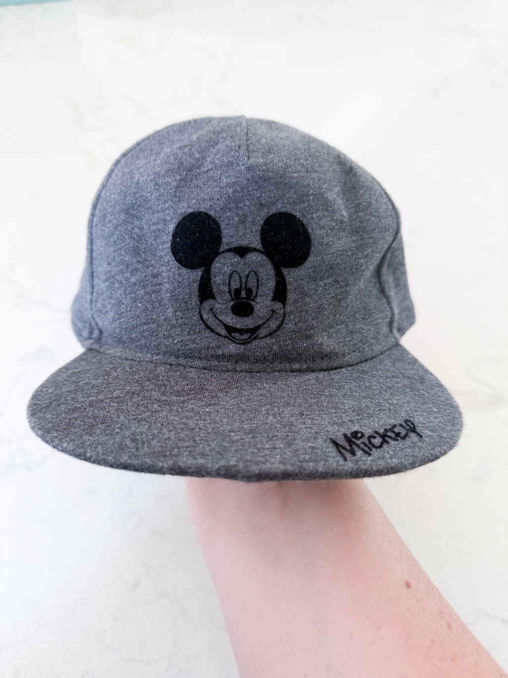 H&M- 12-18m- VGUC- dark grey ball cap with Mickey Mouse
