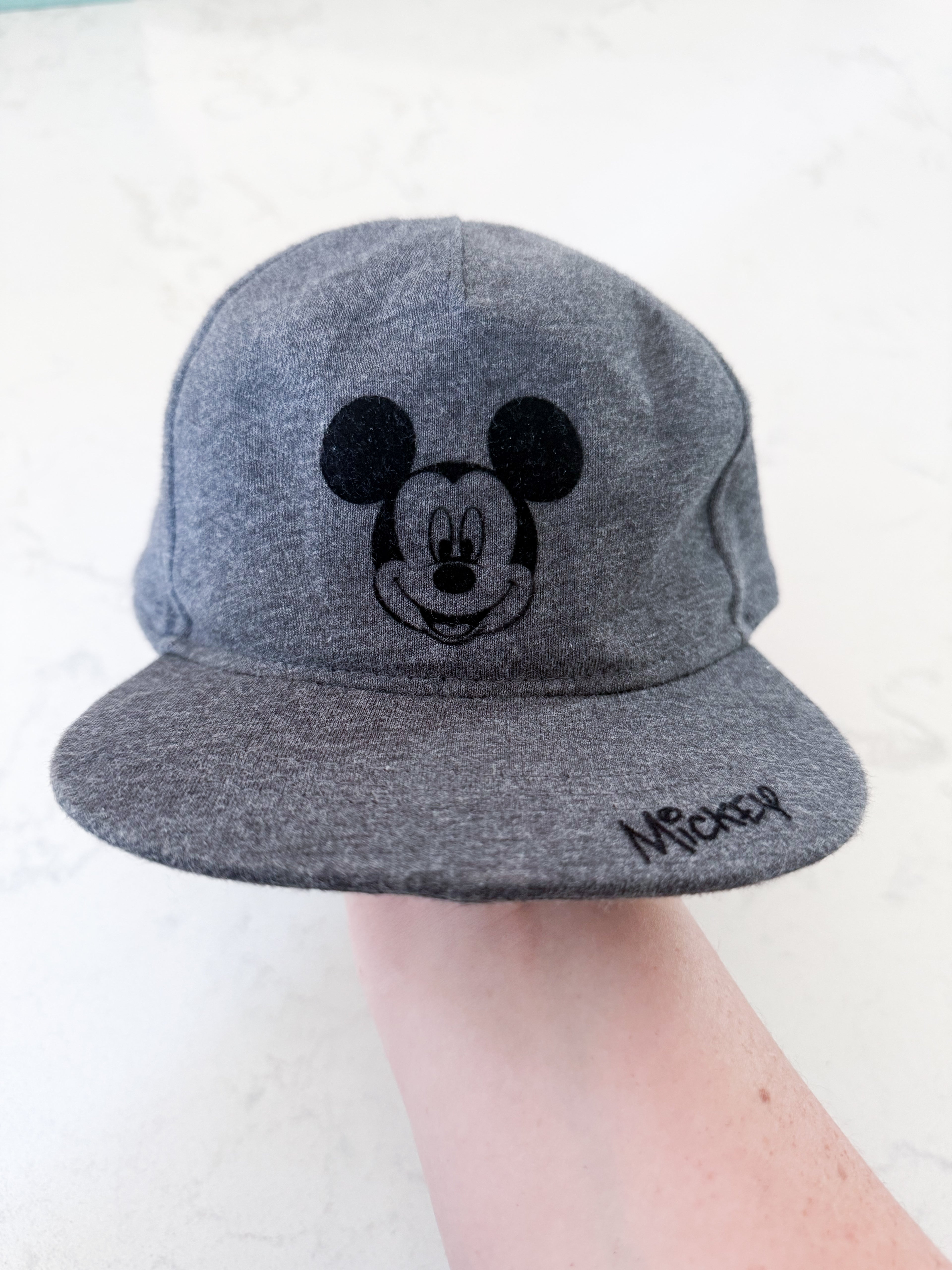H&M- 12-18m- VGUC- dark grey ball cap with Mickey Mouse