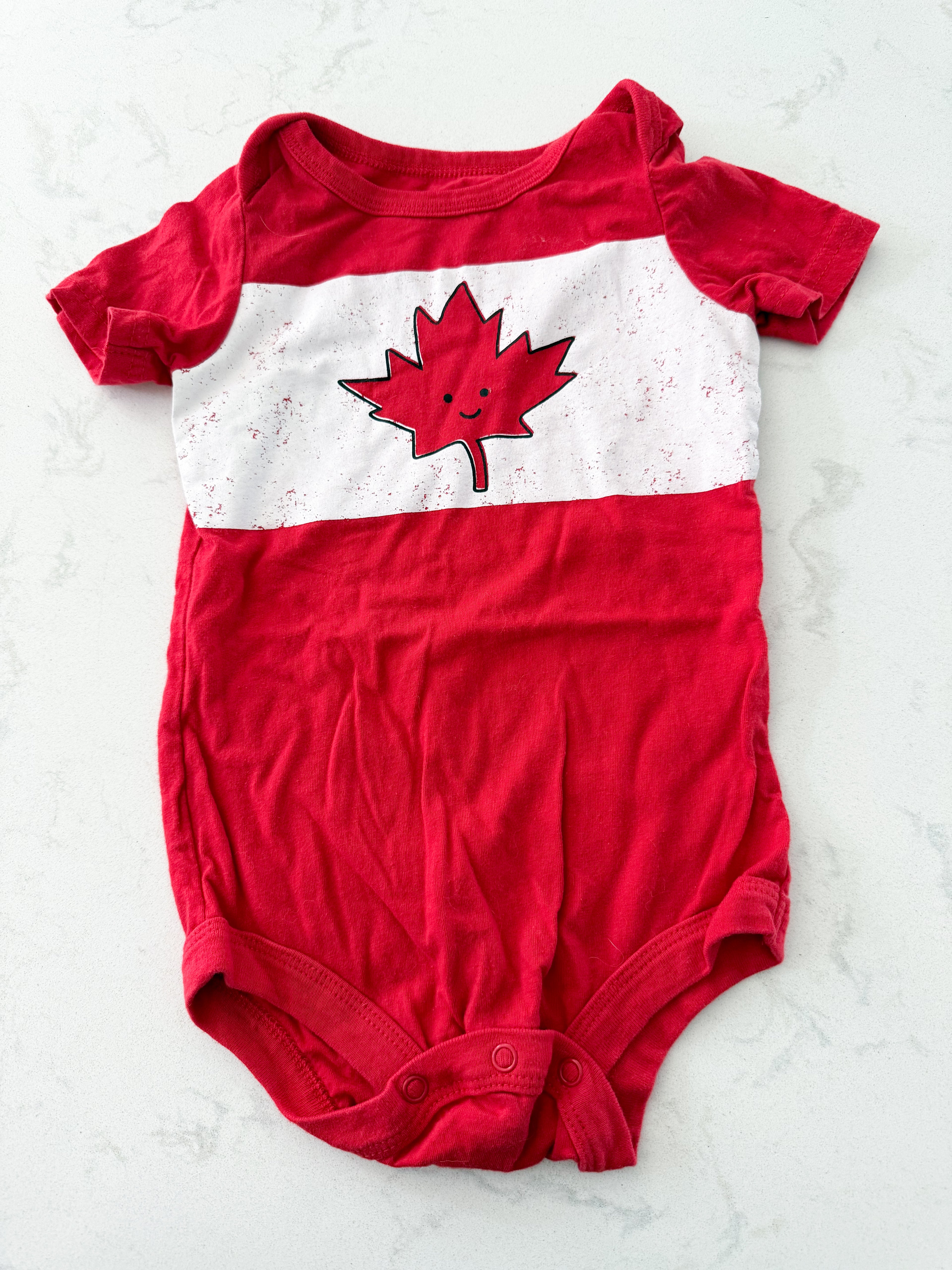 George- 18-24m- VGUC- red short sleeve bodysuit with Canada flag graphic