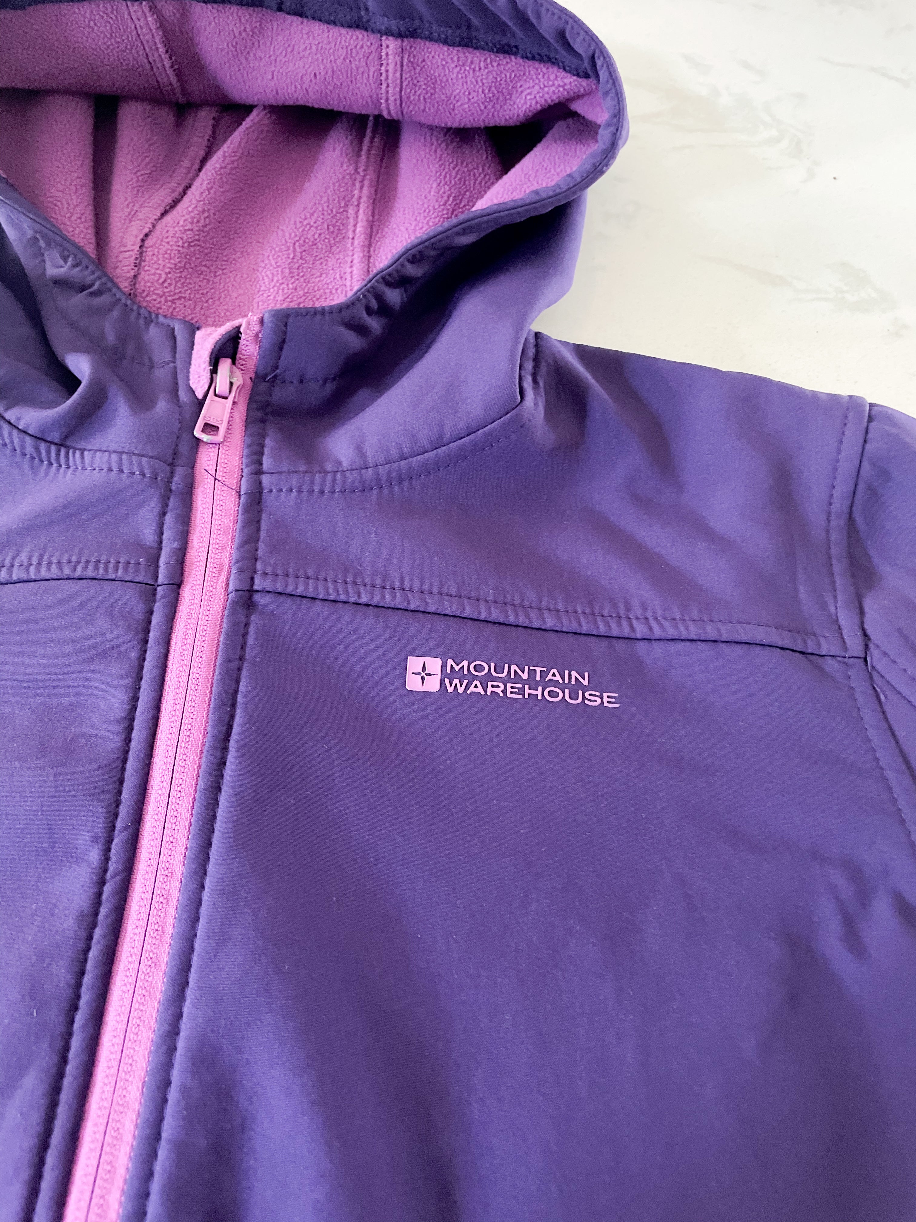 Mountain Warehouse-13Y-VGUC- purple soft shell jacket with fleece lining
