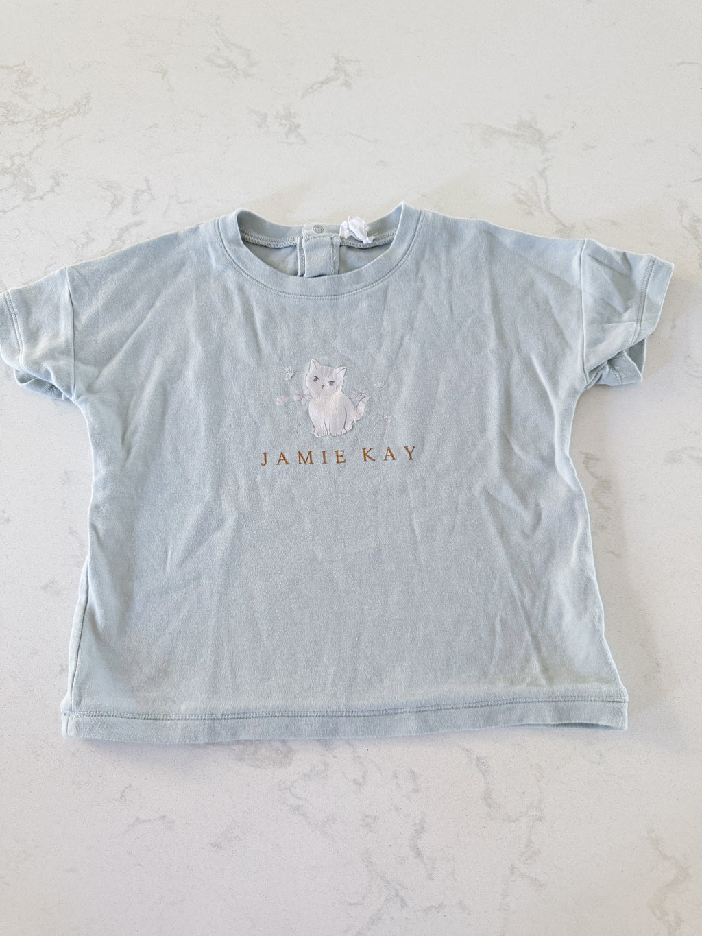 Jamie Kay- 3T- GUC- light blue t shirt with cat on front