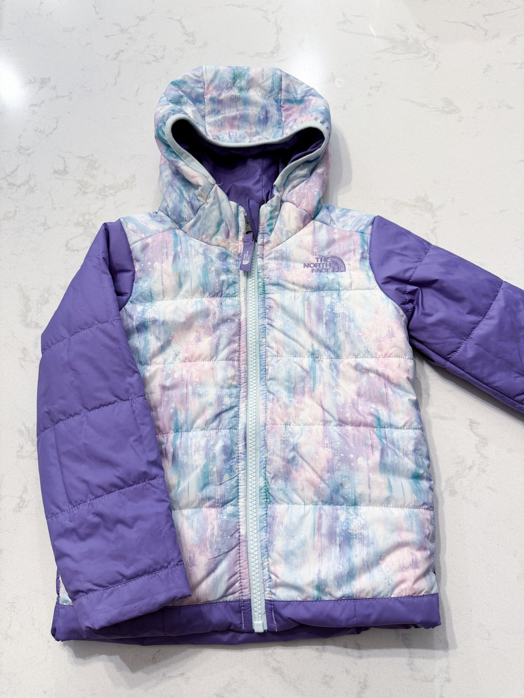 The North Face- 4T- PLAY- purple reversible spring puffer jacket
