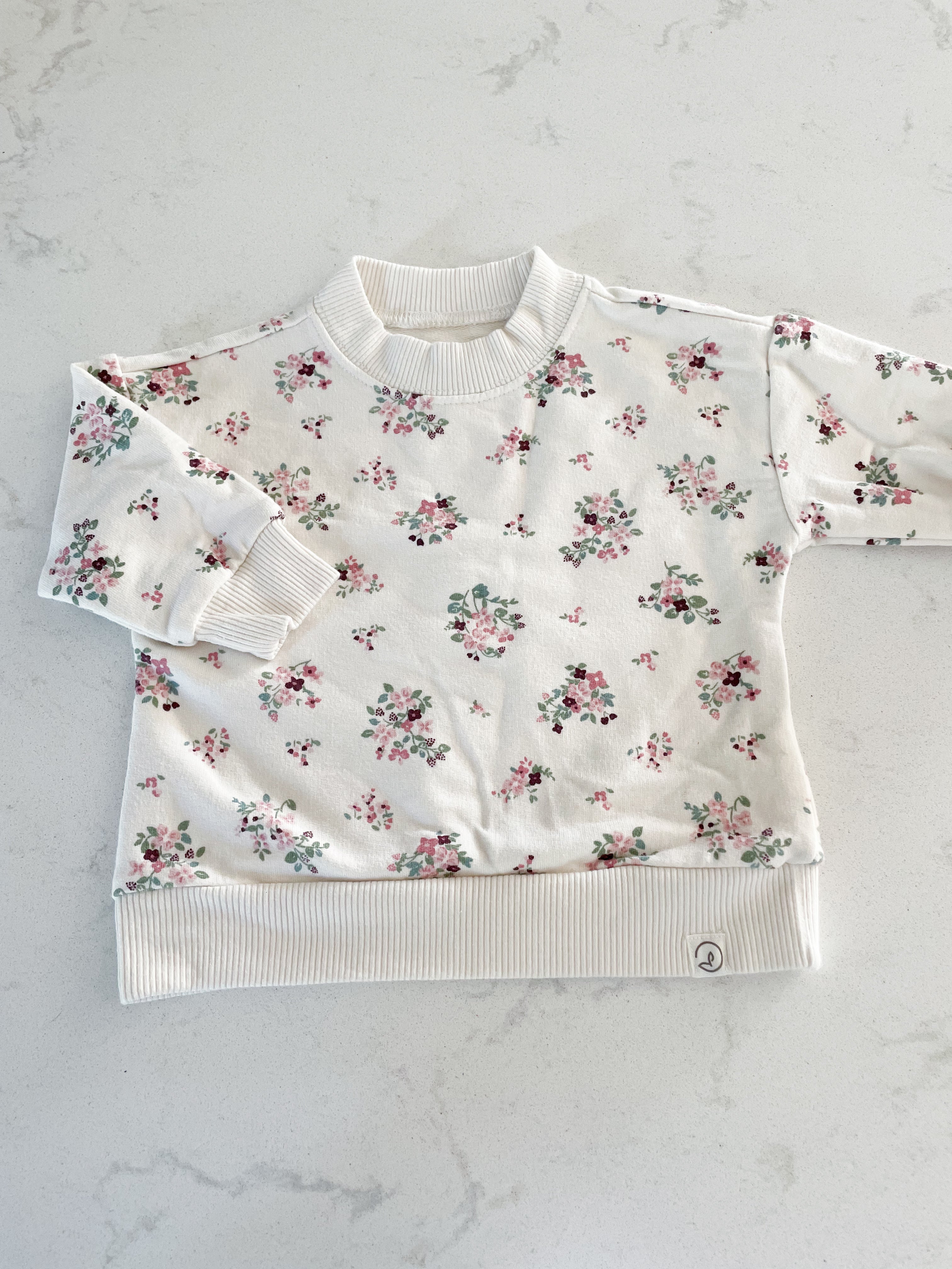 Carter’s (Little Planet Organic)-3m-EUC-off white crewneck with florals