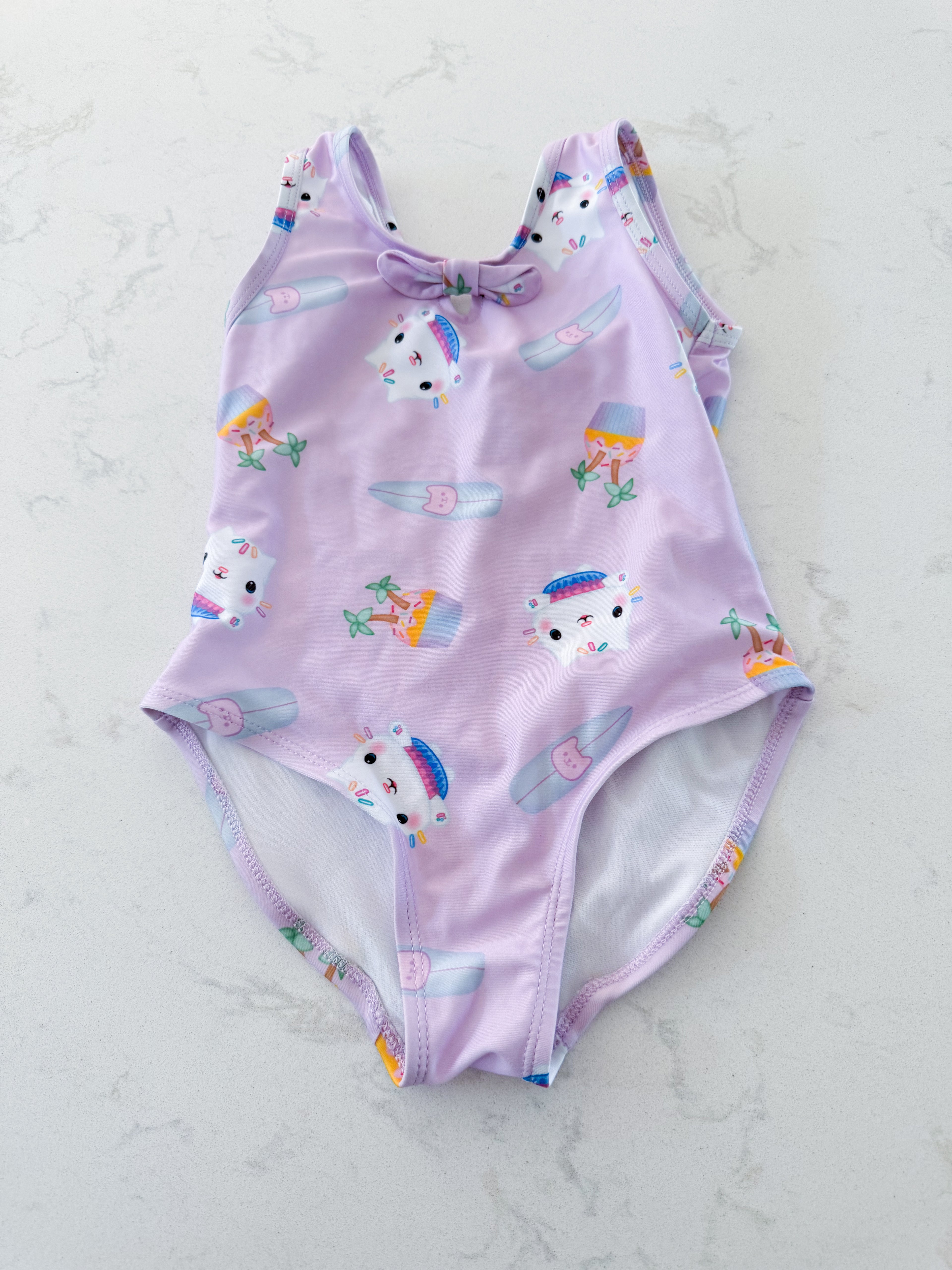 Gabby’s Dollhouse- 5T- VGUC- light purple swim suit Gabby’s Dollhouse graphics