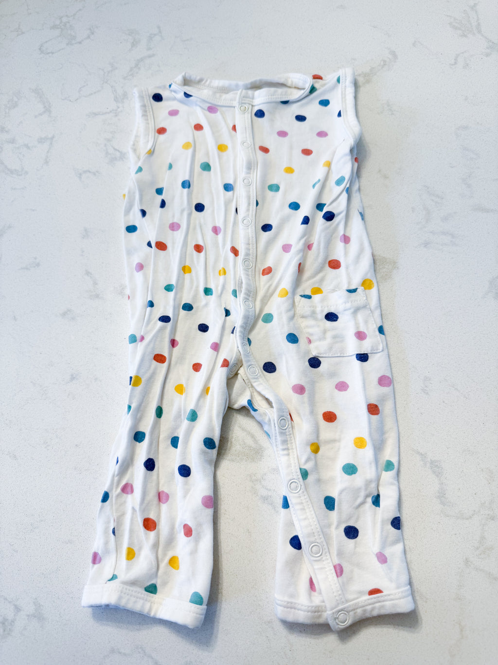 Kyte Baby- 3-6m- PLAY- rainbow dot bamboo tank romper