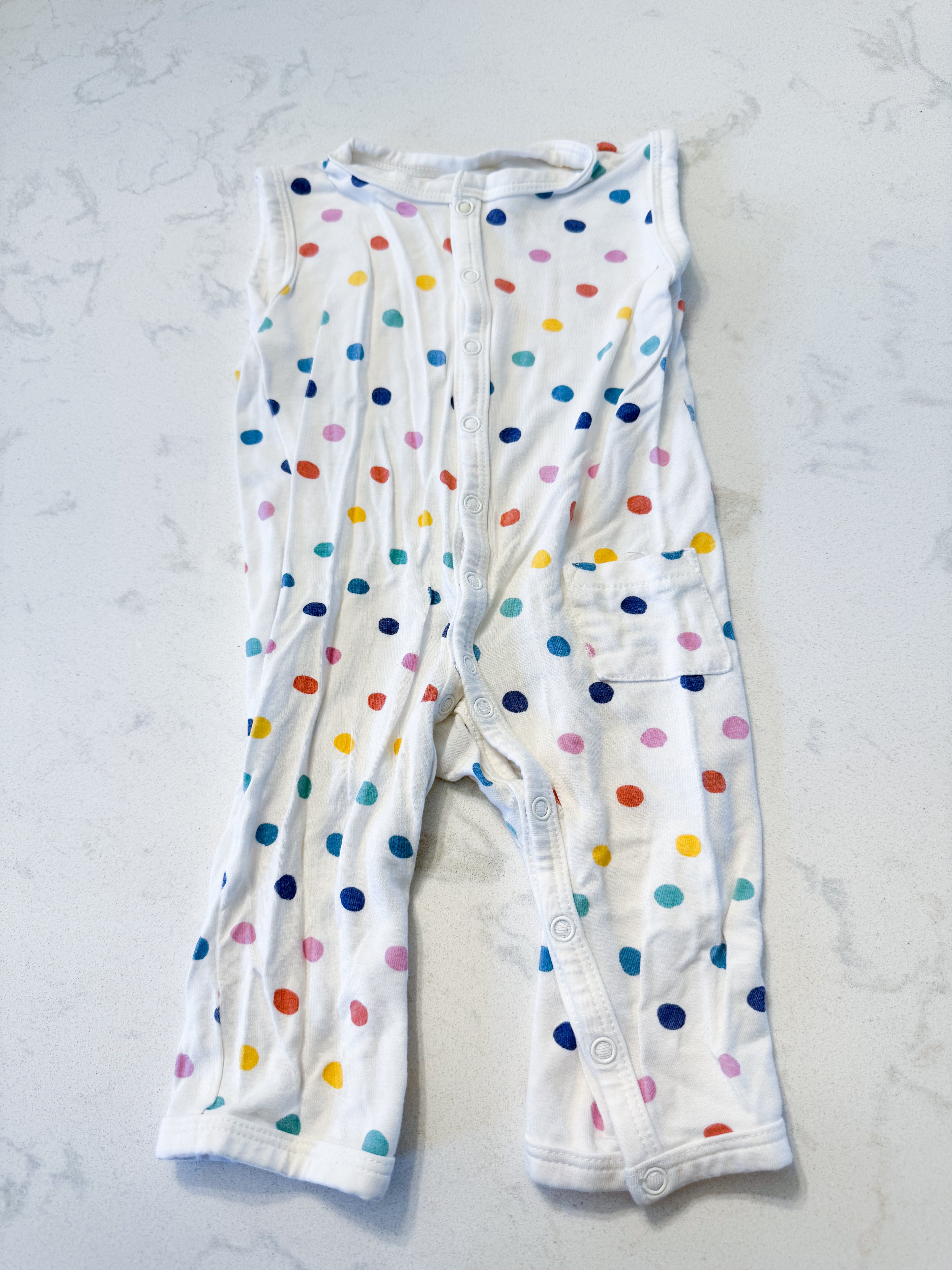 Kyte Baby- 3-6m- PLAY- rainbow dot bamboo tank romper
