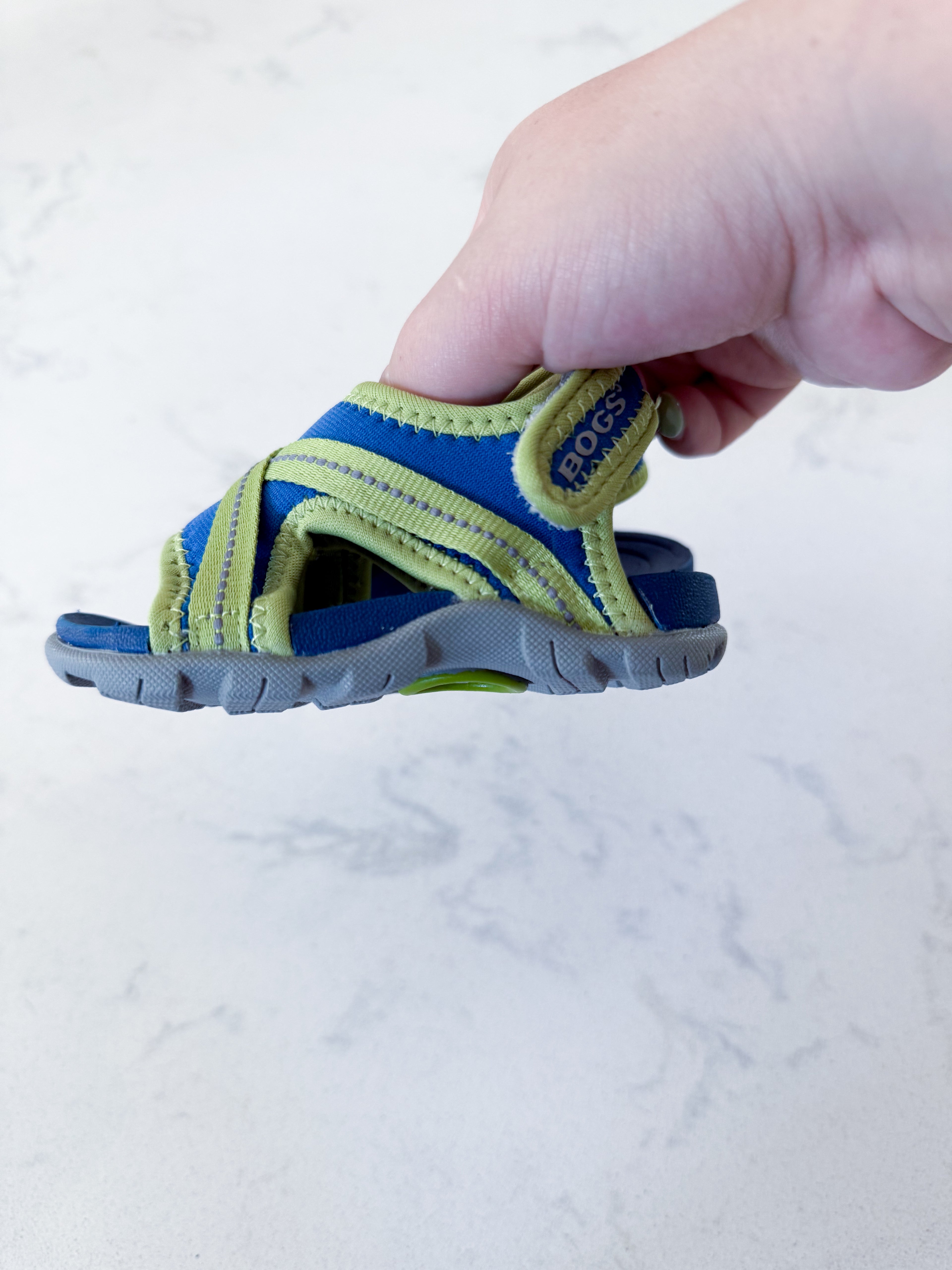 Bogs- 4C- VGUC- green and blue Velcro strap sandals