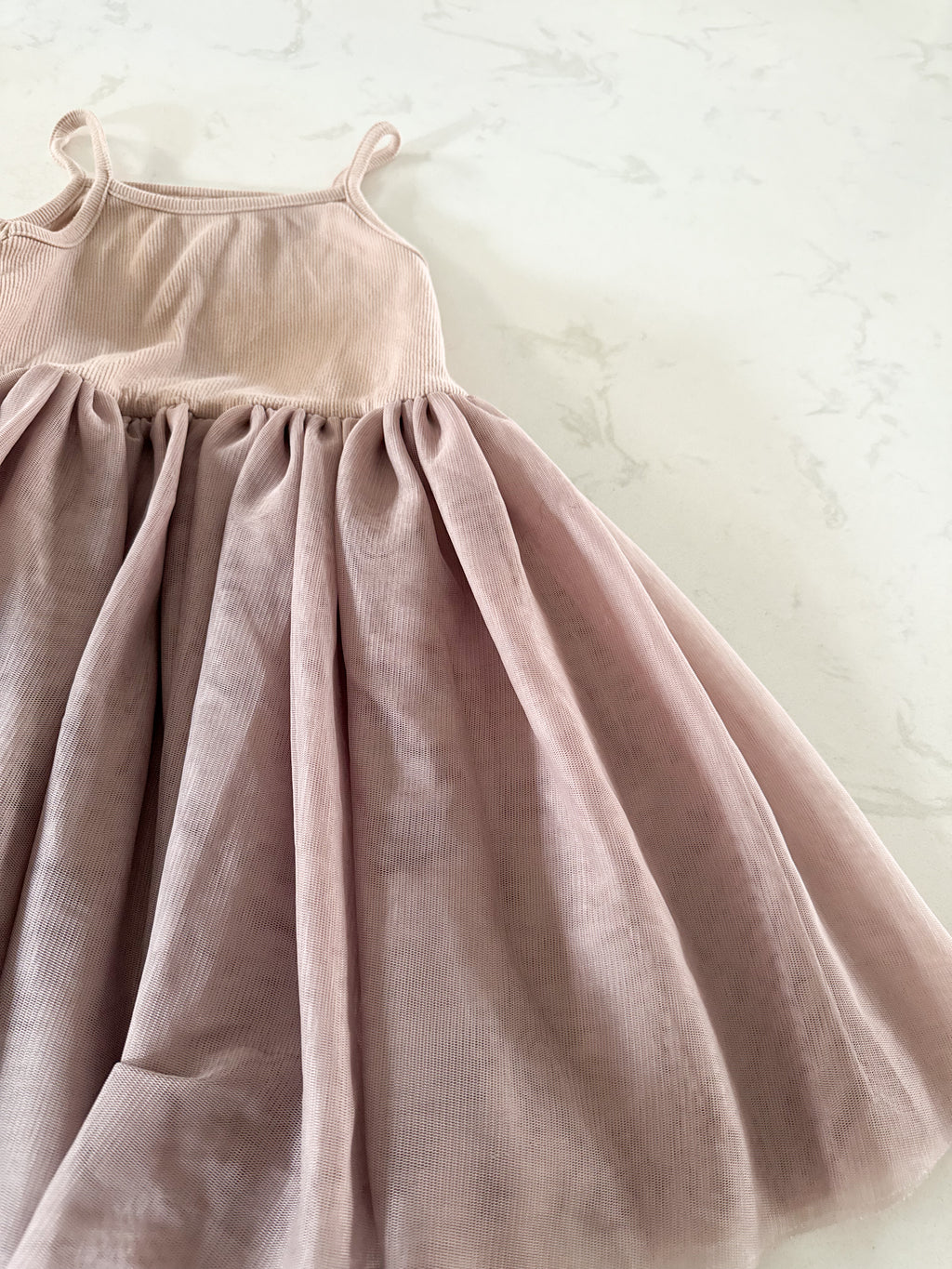 Old Navy- 5T- GUC- brown tank dress with tulle skirt