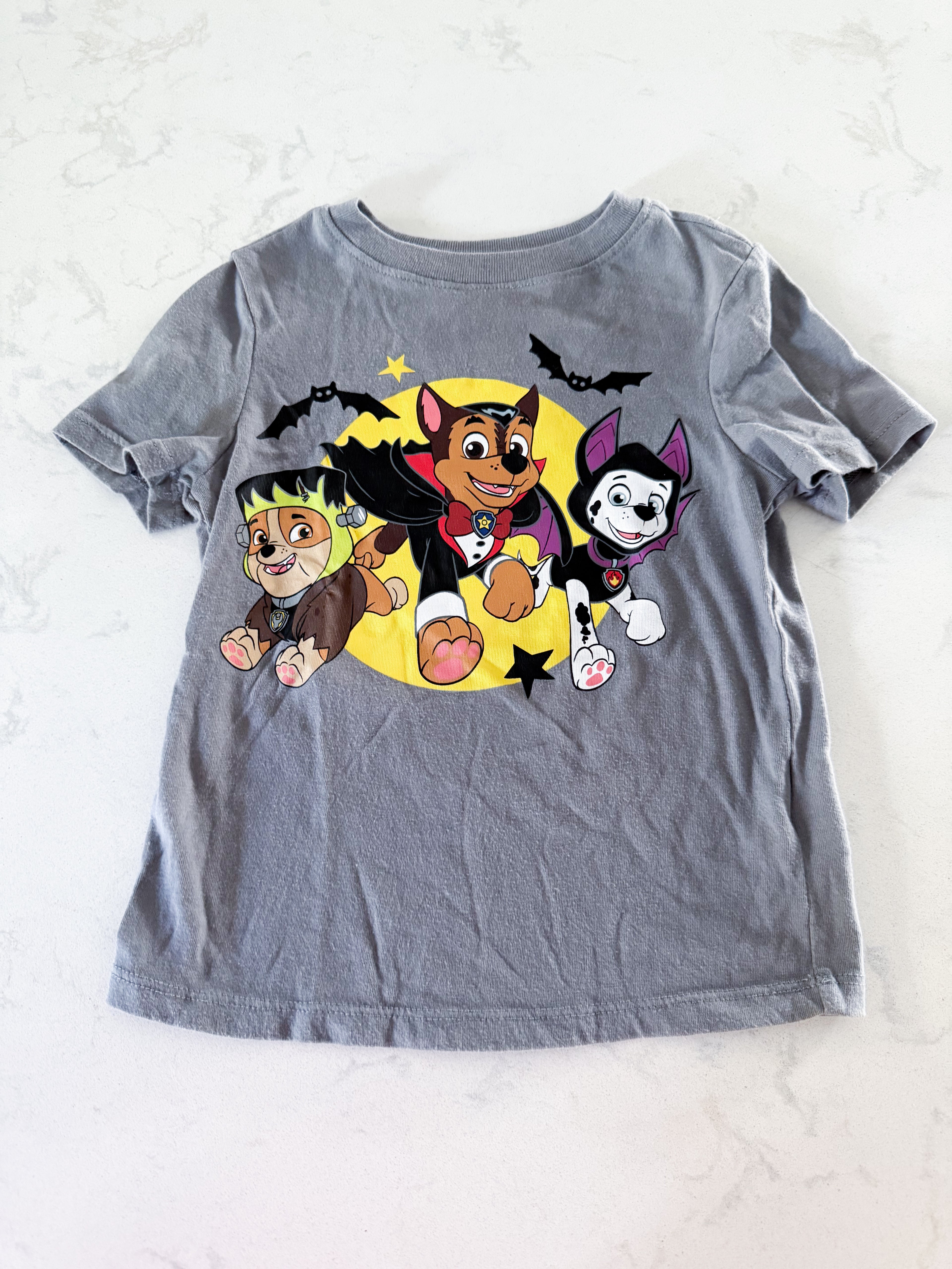 Nickelodeon- 2T- GUC- grey t shirt with Halloween paw patrol characters