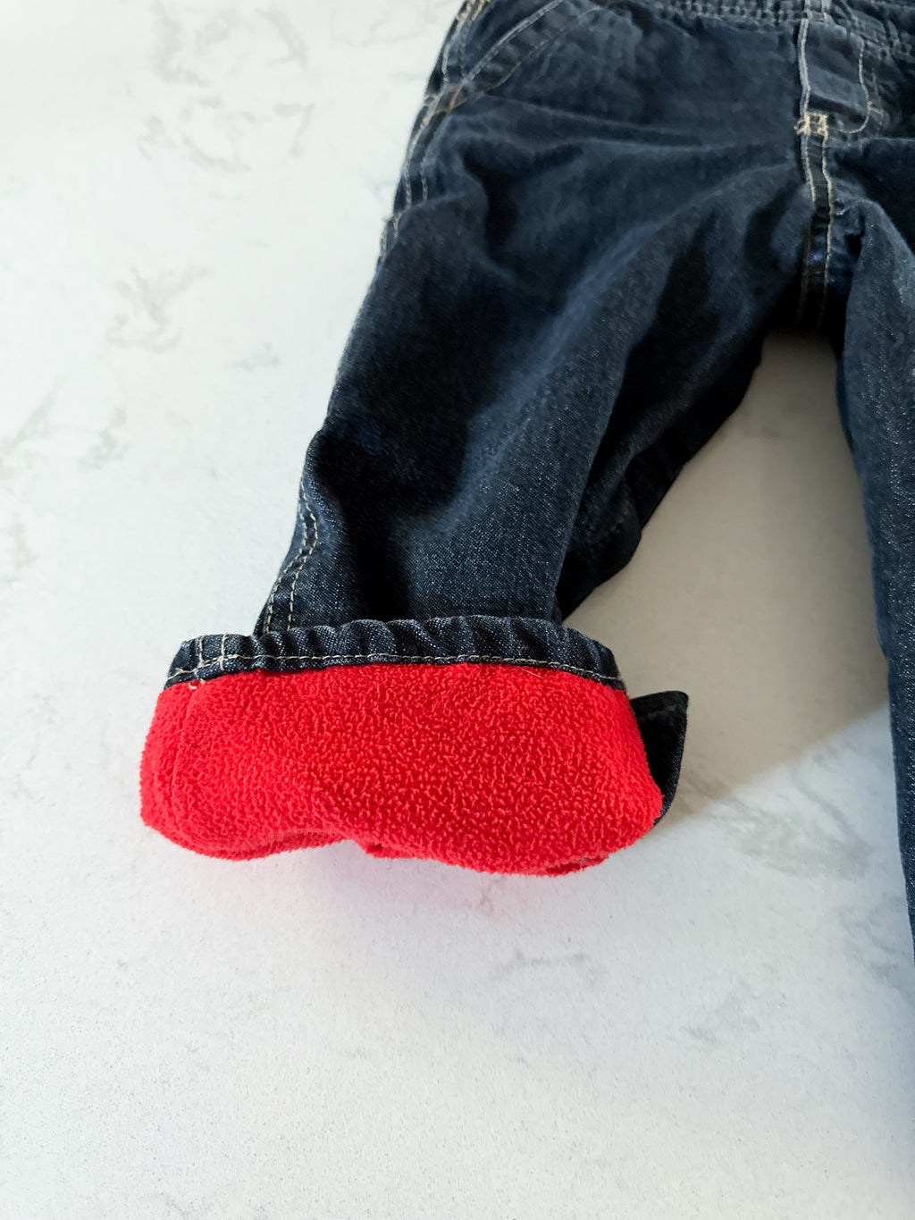 Oshkosh- 18m- VGUC- fleece lined jean overalls