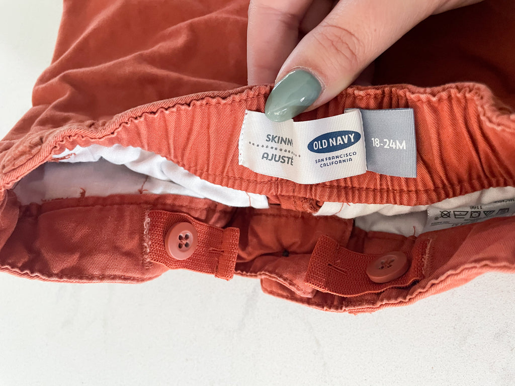 Old Navy-18-24m-GUC- burnt orange khaki pants