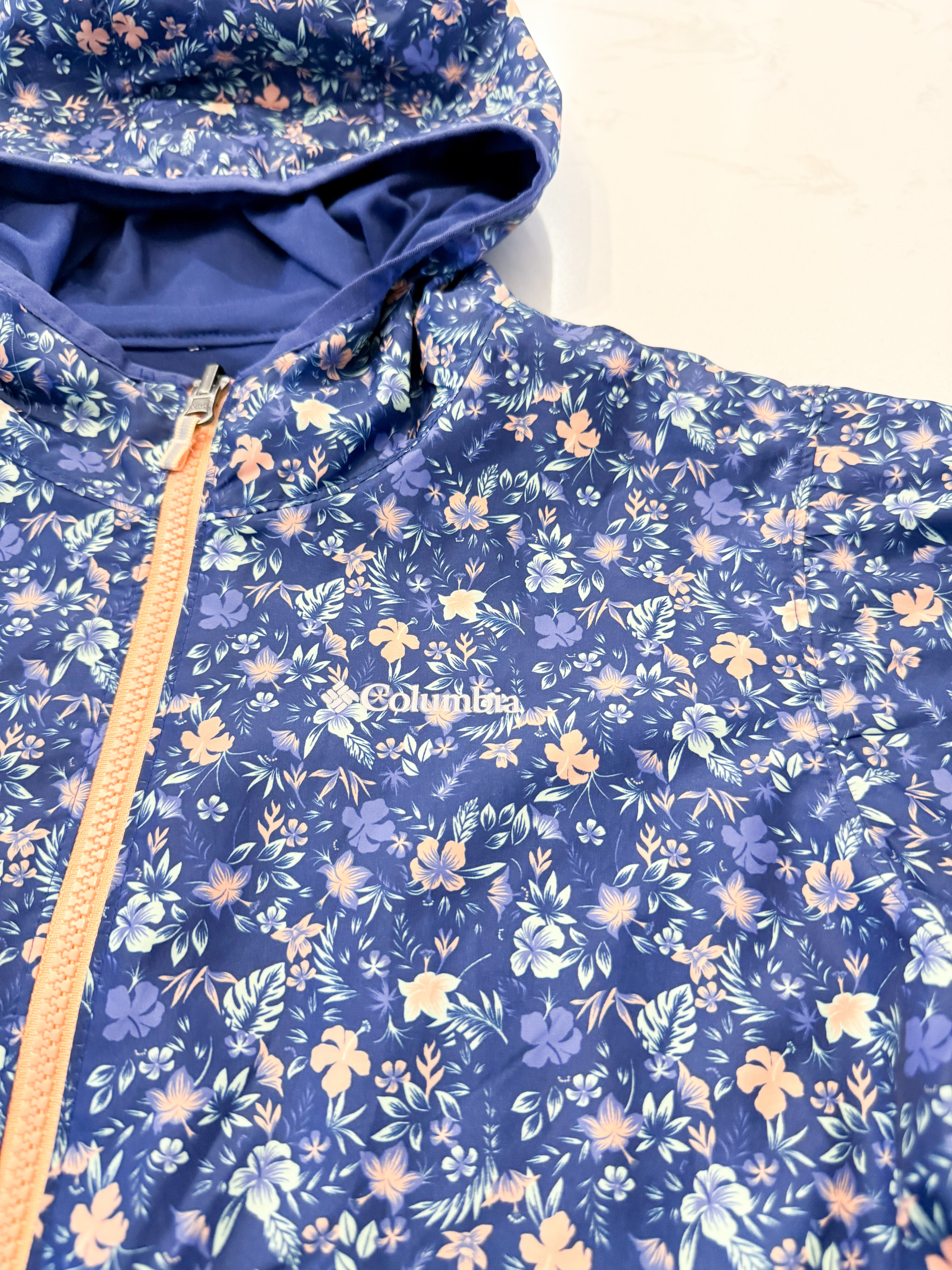 Columbia- 14-16Y- VGUC- Thin double layer reversible windbreaker jacket with floral pattern