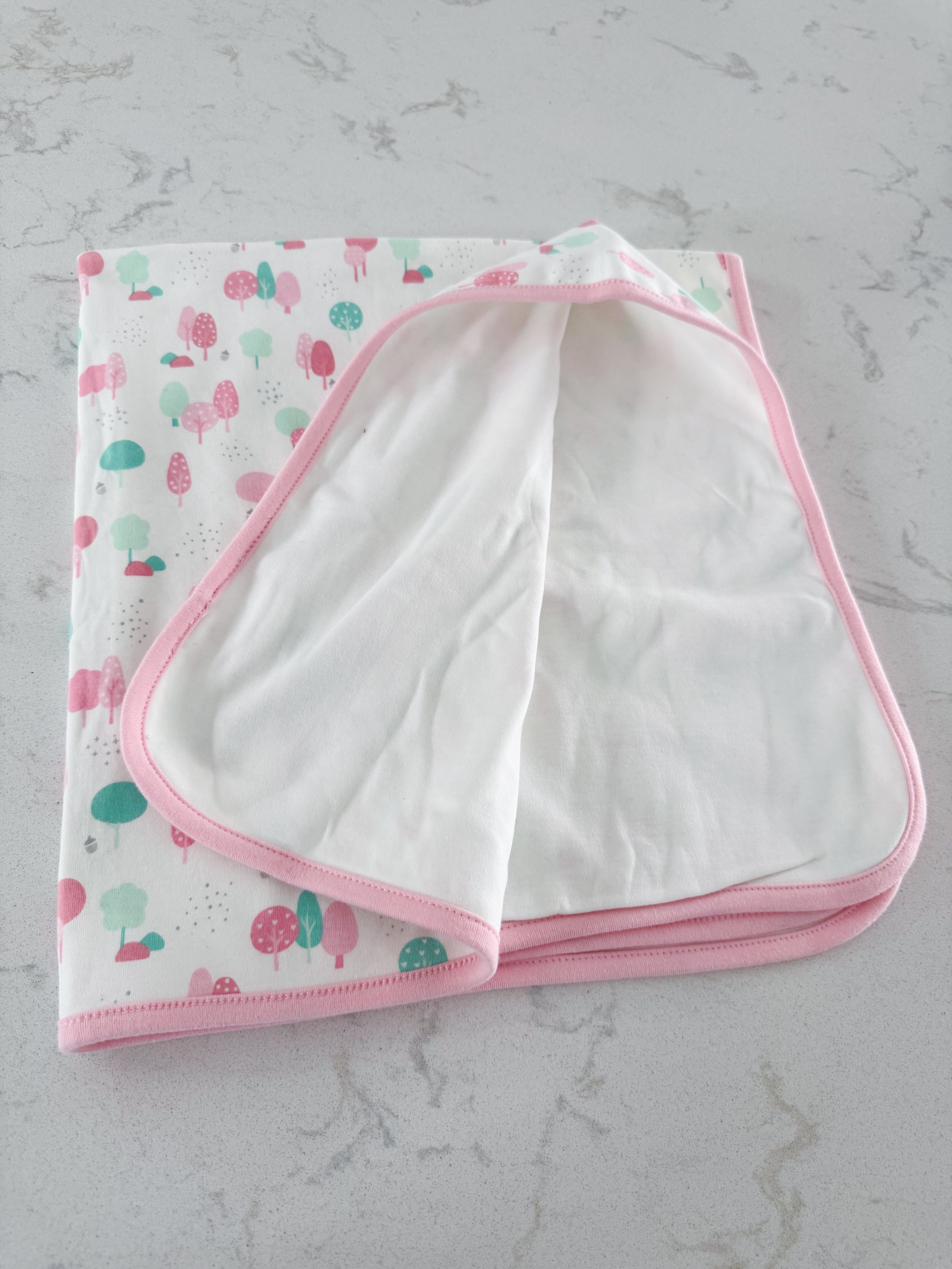 Gymboree- BNWT- pink and green forest baby blanket