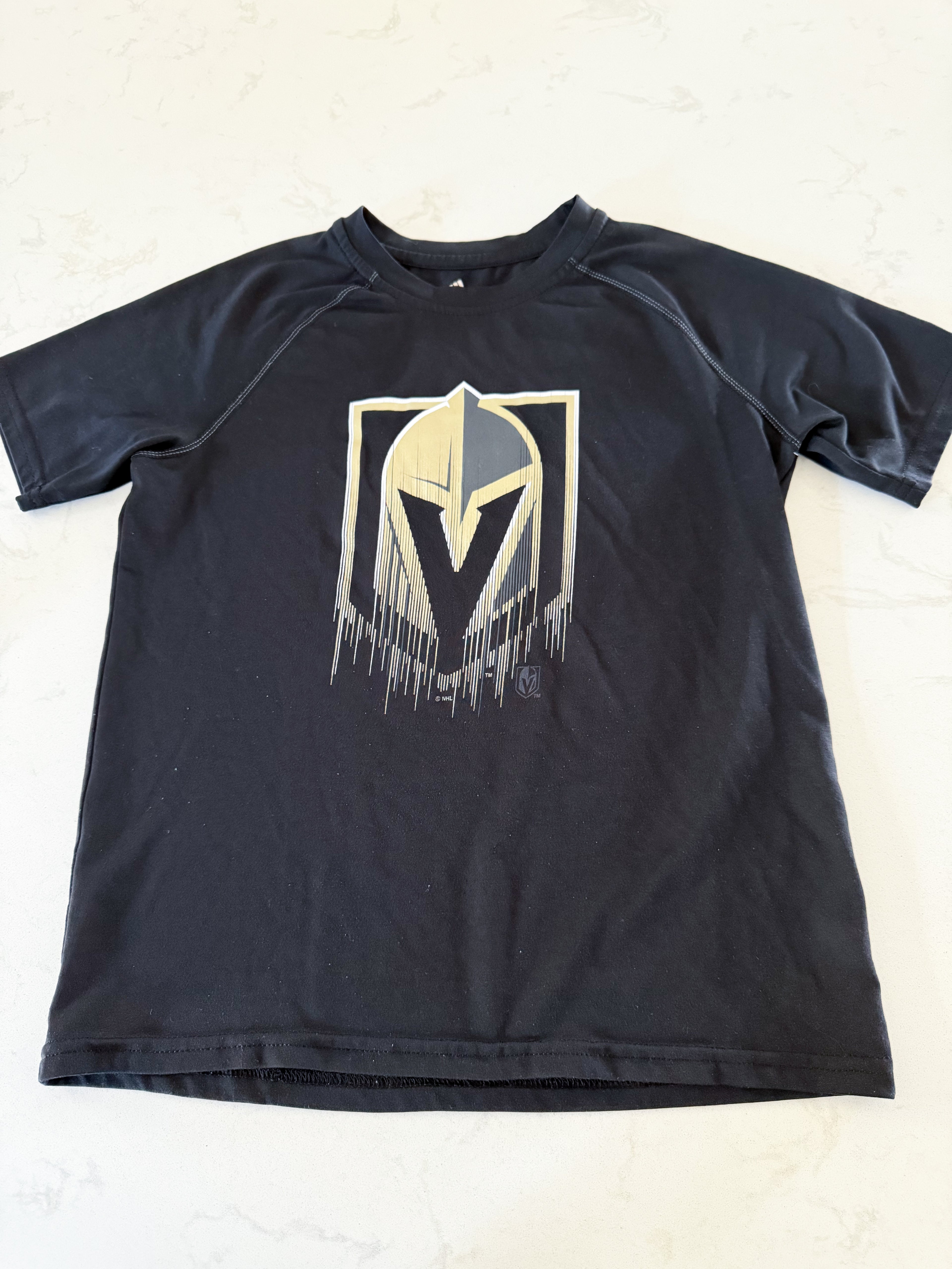 Adidas- 8-10Y- PLAY- black athletic t shirt with Vegas Golden Knights logo