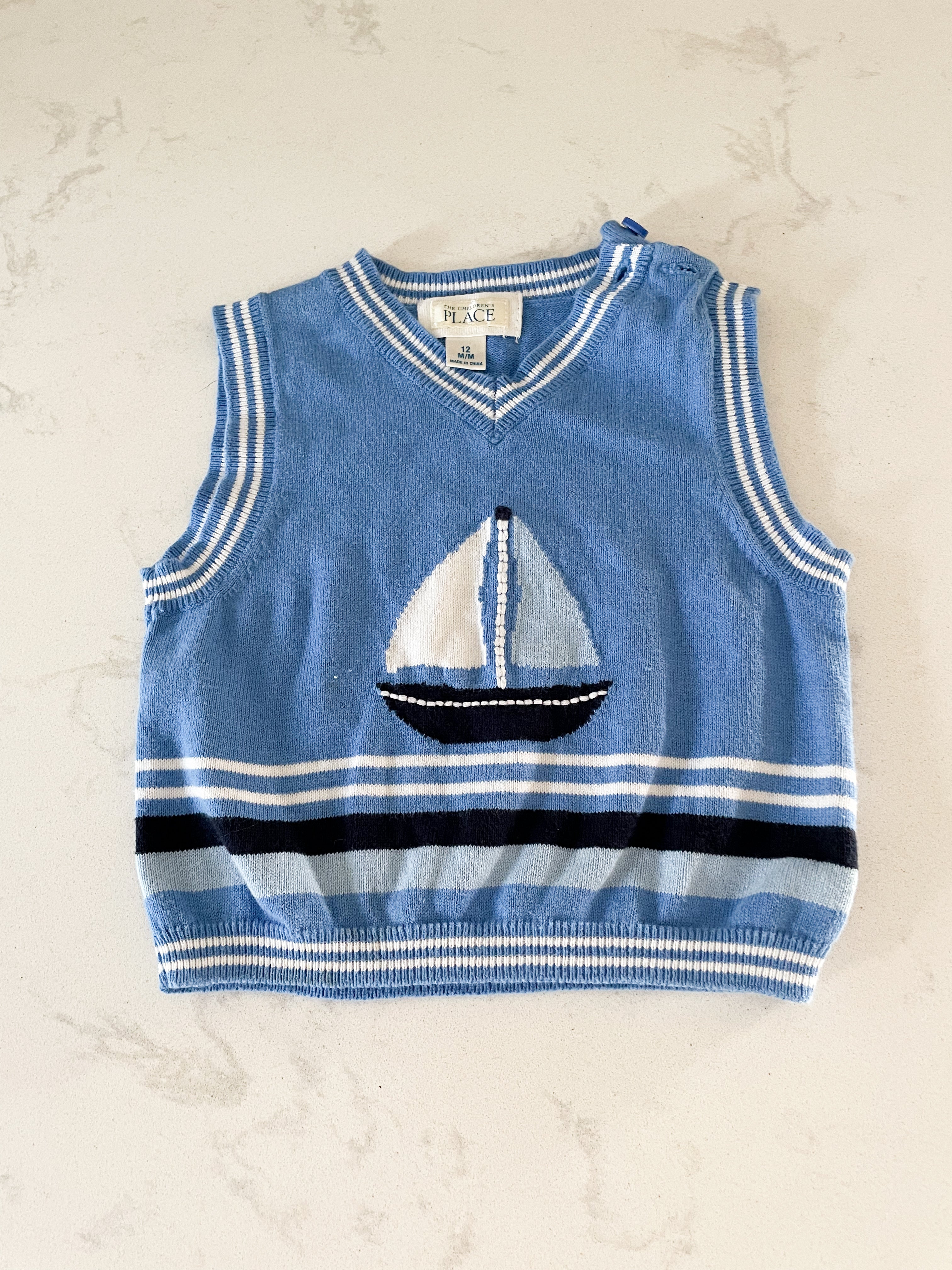 The Children’s Place- 12m-GUC- blue knit sweater vest