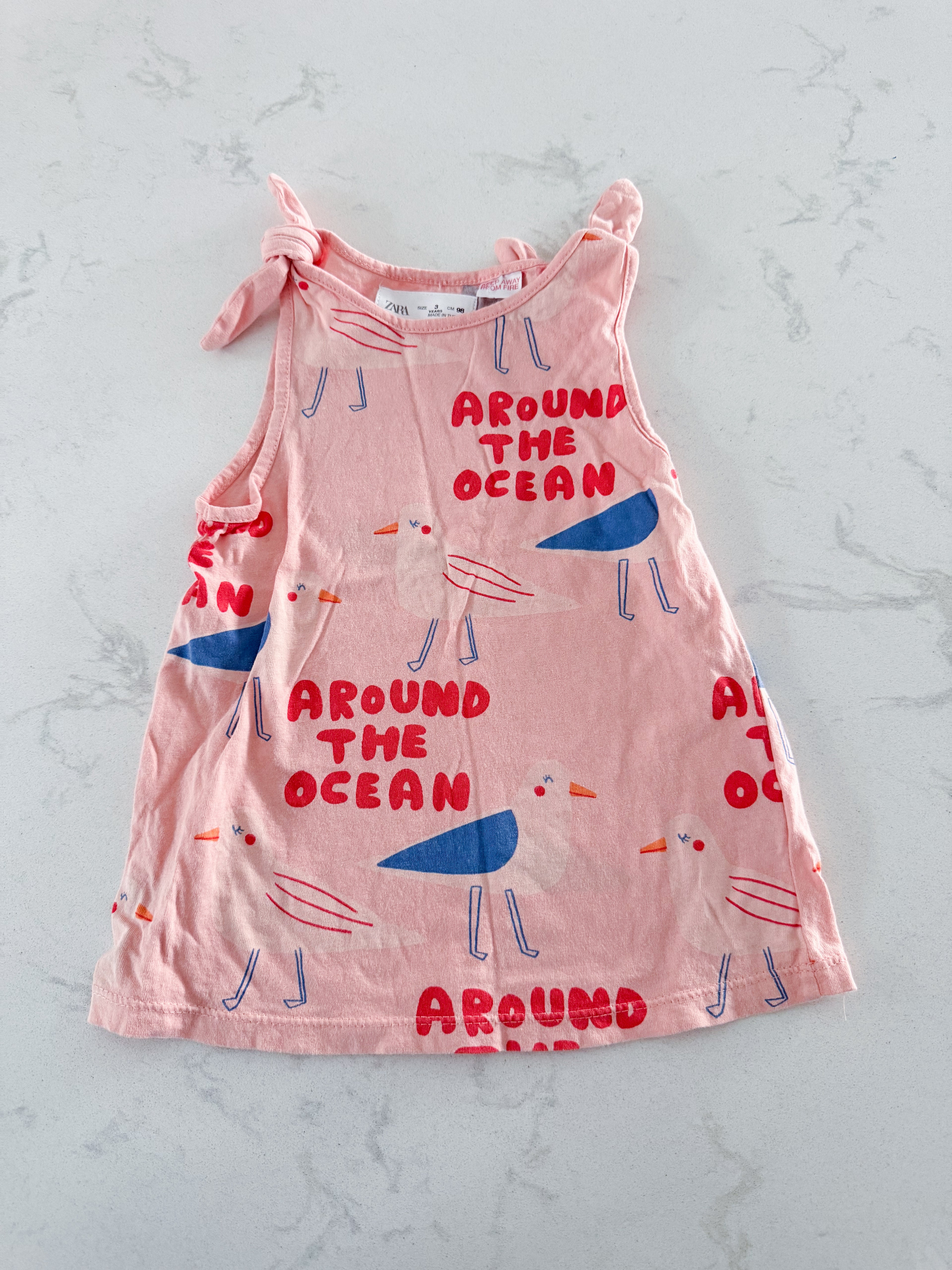 Zara- 3Y- GUC- pink tank with seagull graphics