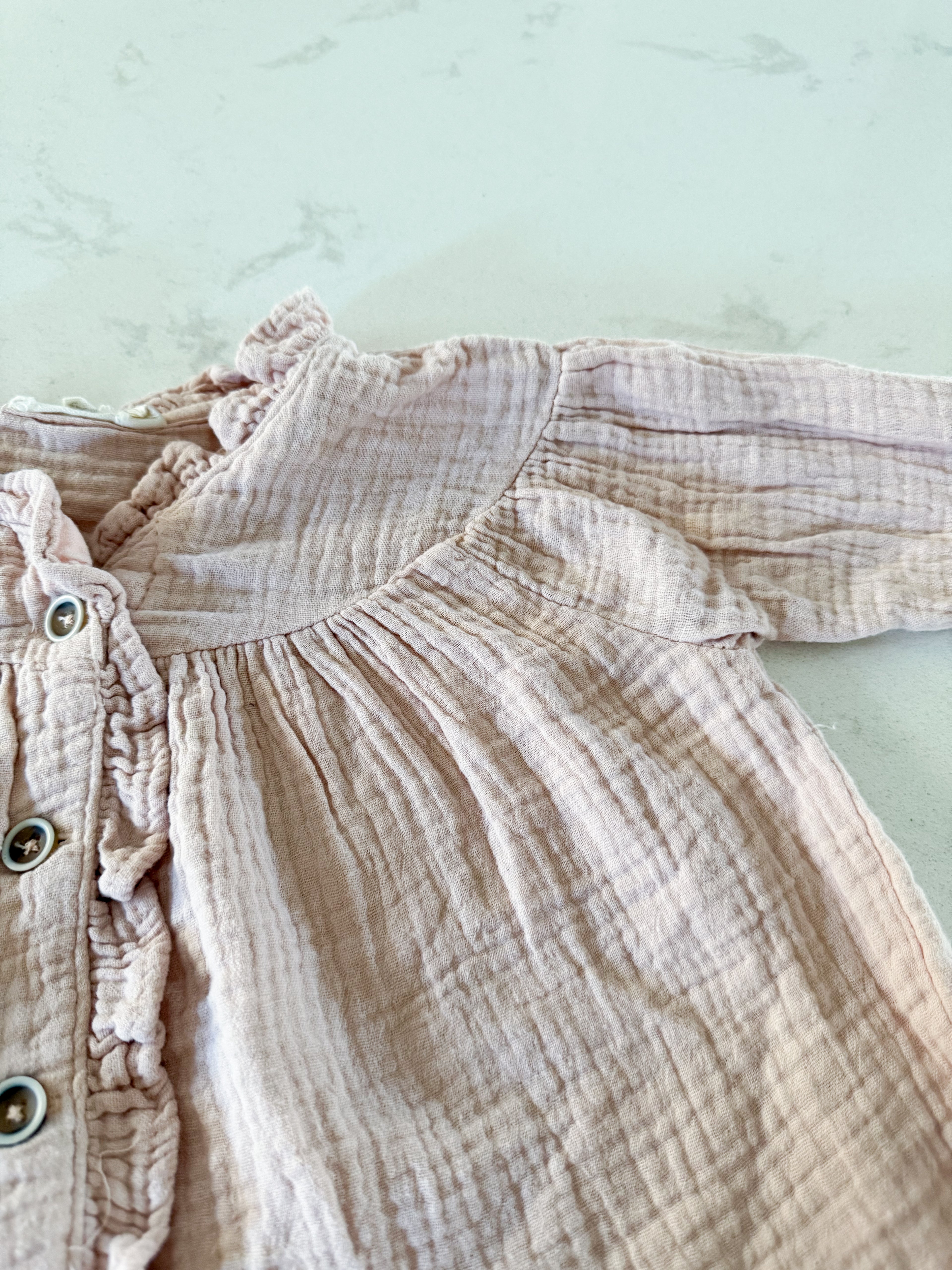 Jessica Simpson- 4T- GUC- light pink muslin long sleeve shirt