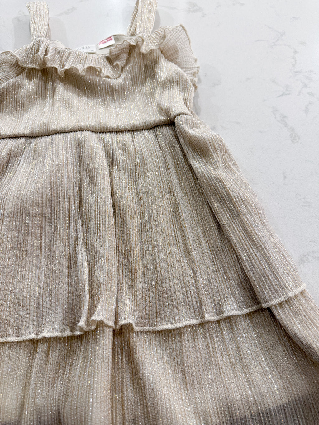 Zara- 5-6Y- VGUC- gold sparkly chiffon dress