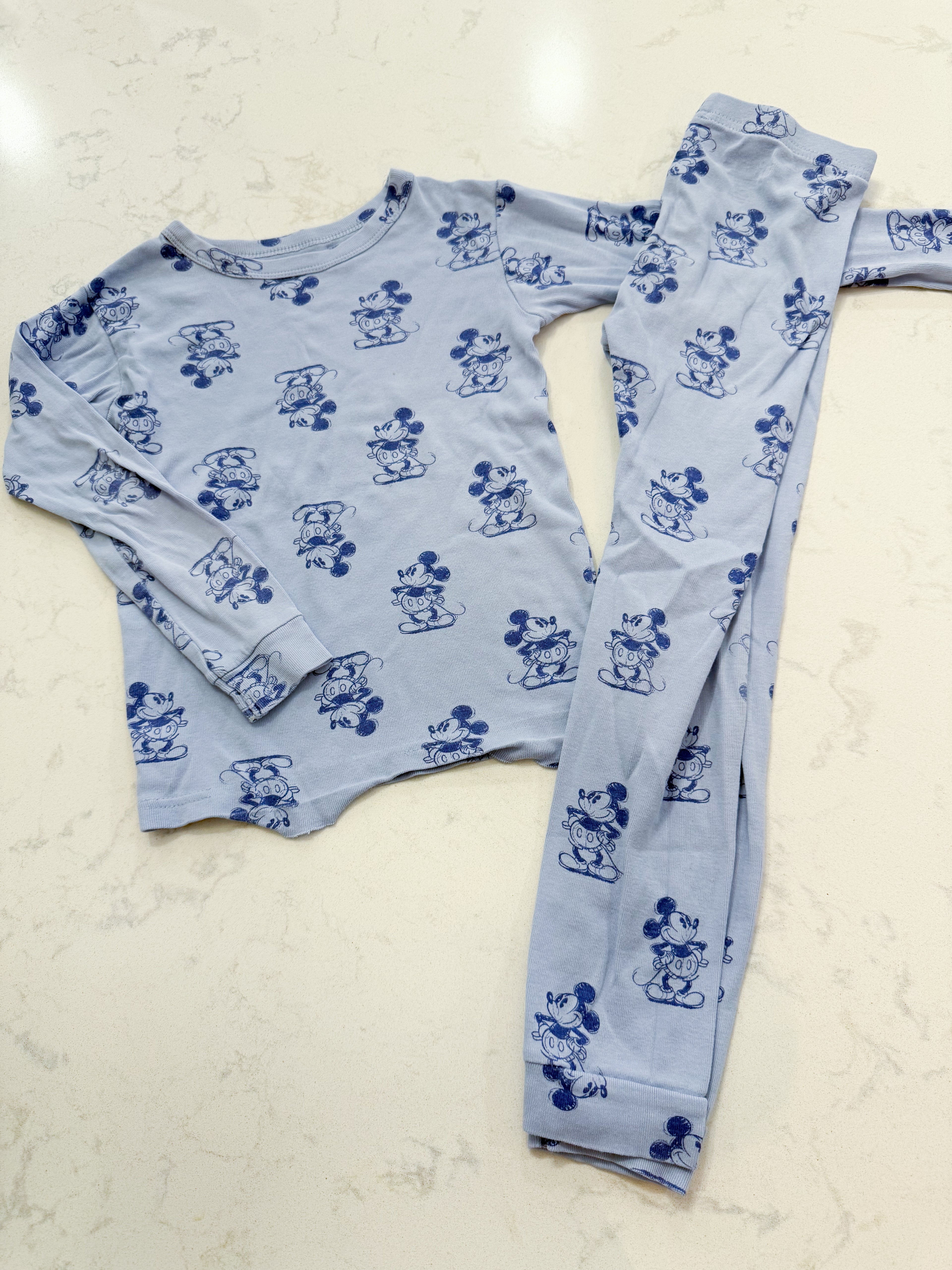 Gap- 6Y- GUC- light blue two piece pajamas with Mickey Mouse graphics