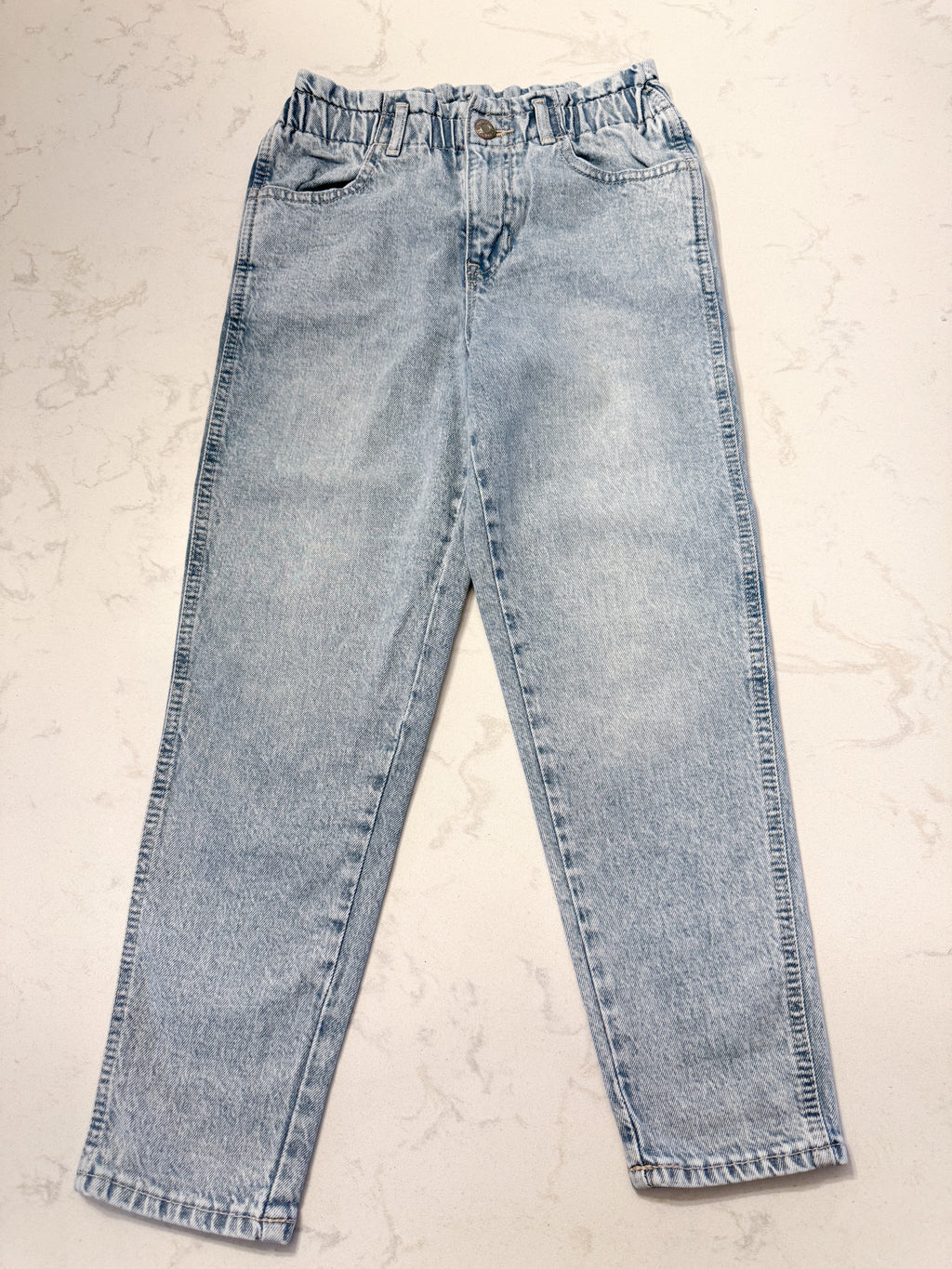 Gap- 8-10Y- VGUC- white wash high cinch waisted jeans