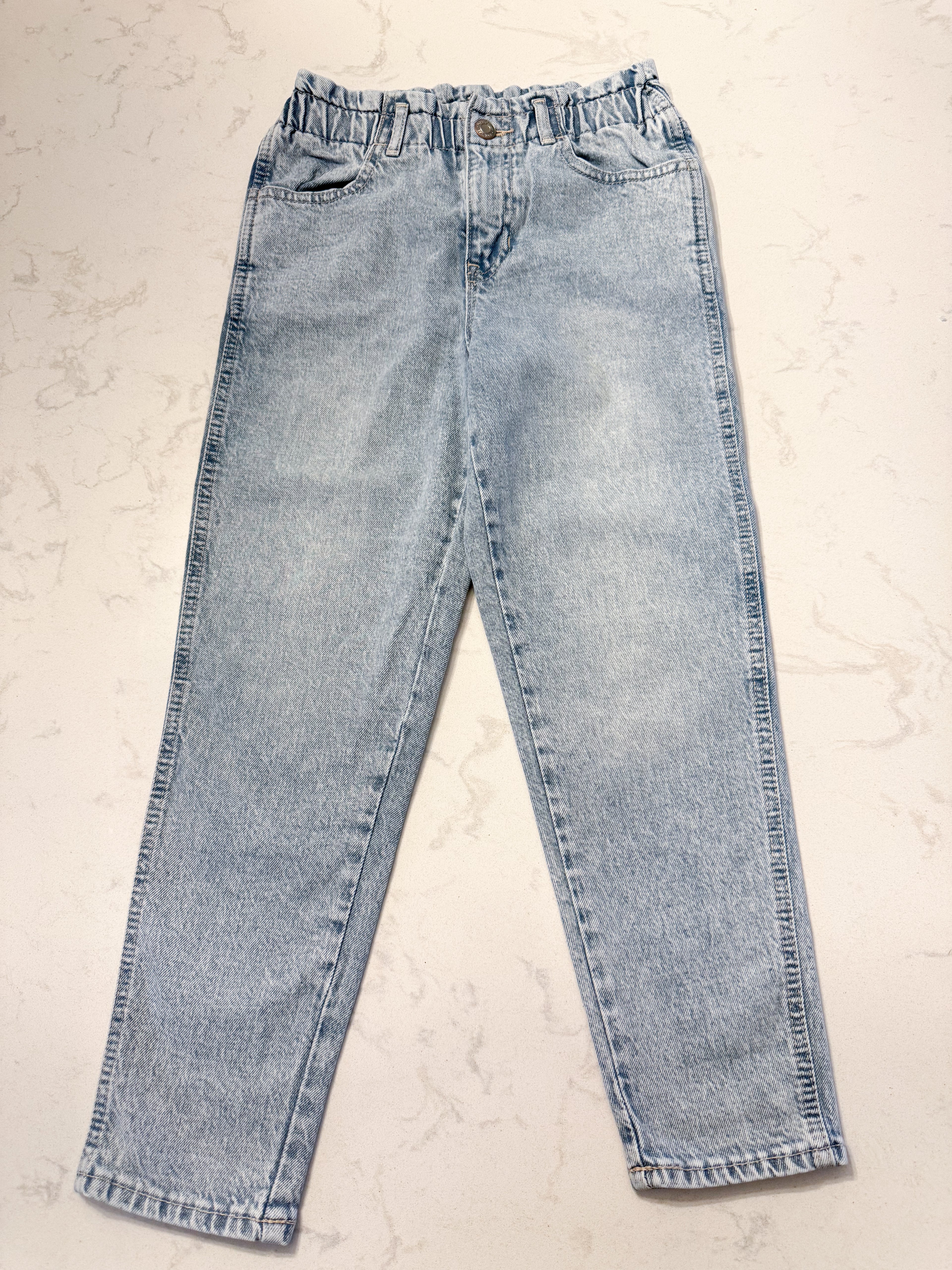 Gap- 8-10Y- VGUC- white wash high cinch waisted jeans