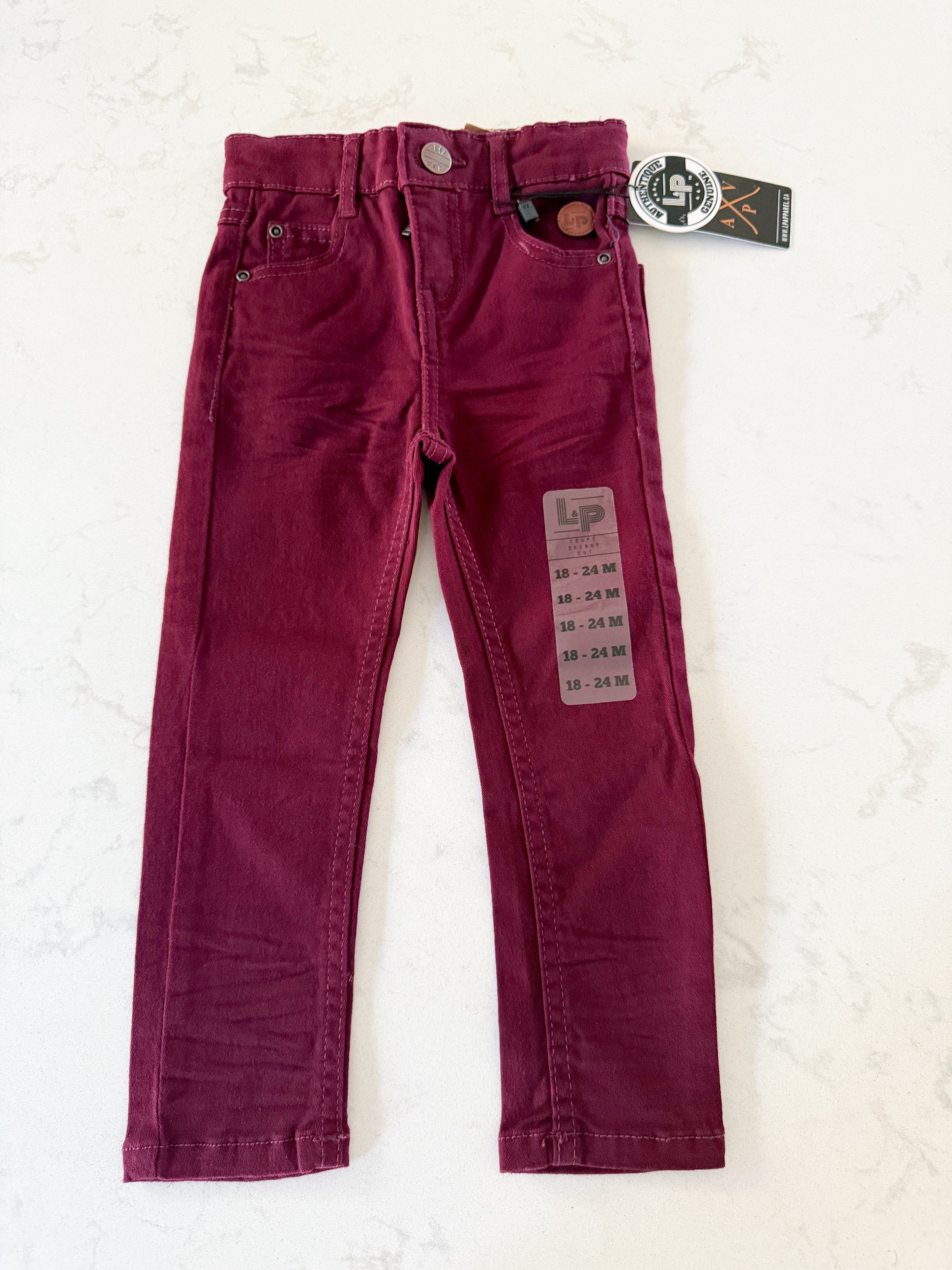 *Rescue*-L&P Apparel- skinny cut jeans- burgundy