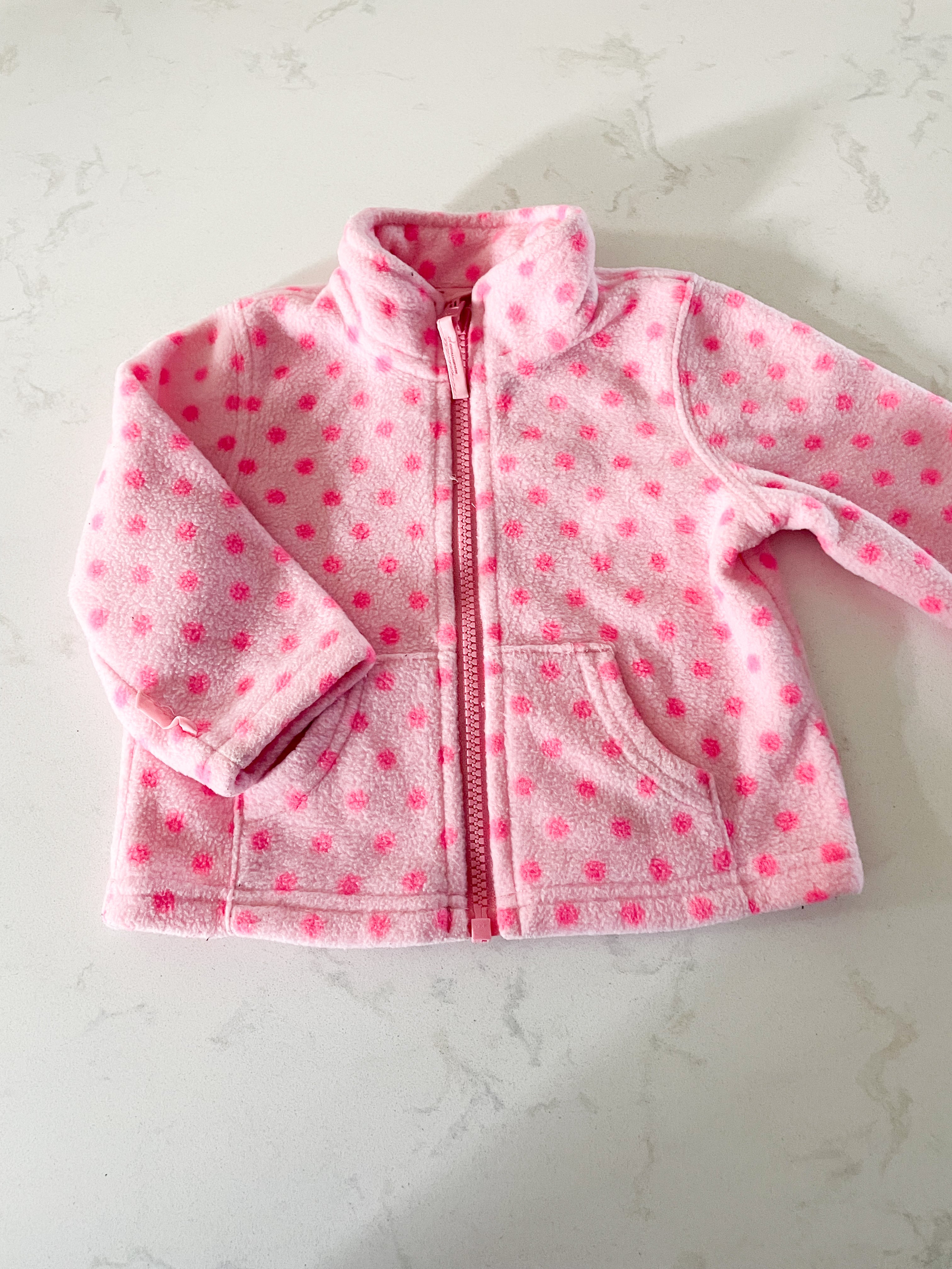 The Children’s Place-12-18 months- pink with polka dots zip up fleece