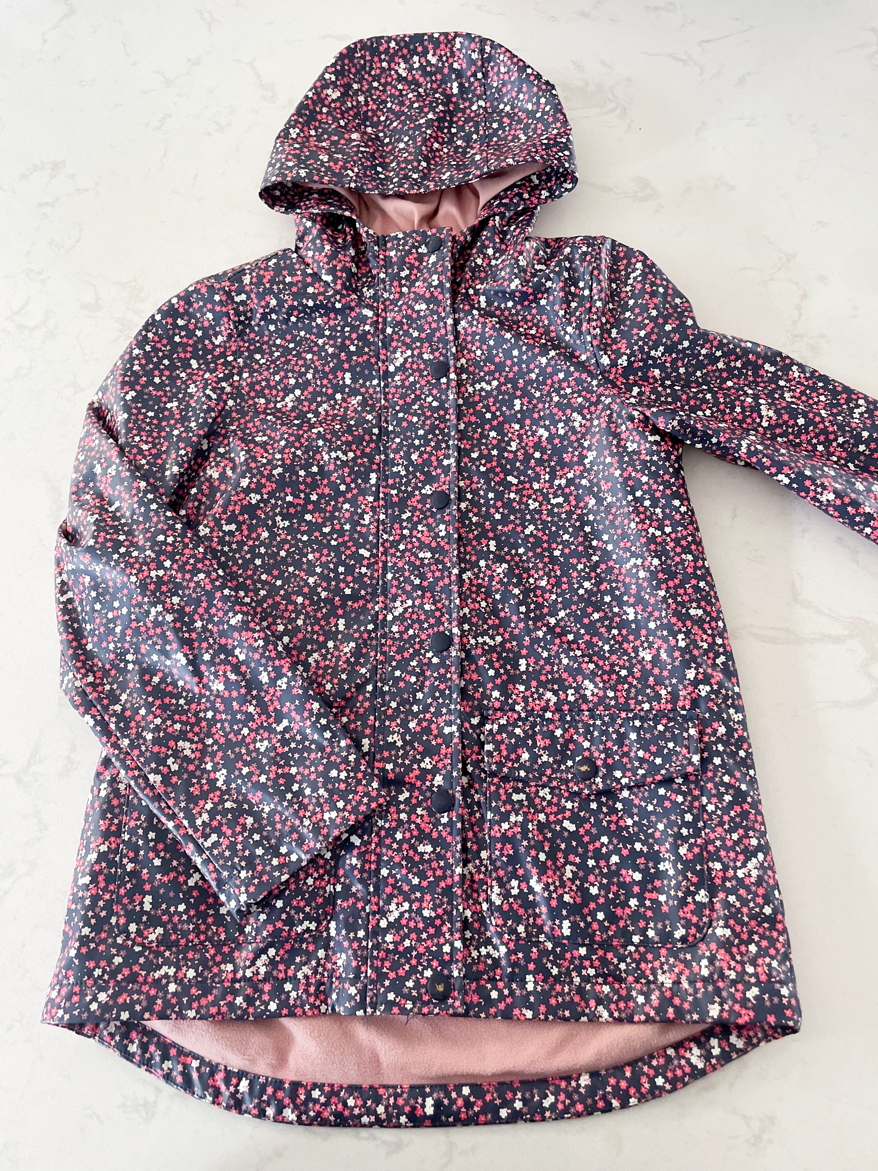 Joe Fresh-10-12Y- GUC- floral rain coat