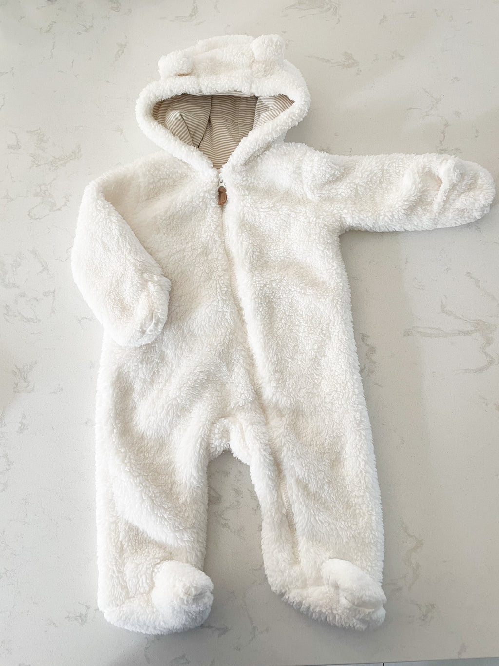 Carters- 6 months- white bear ears bunting suit
