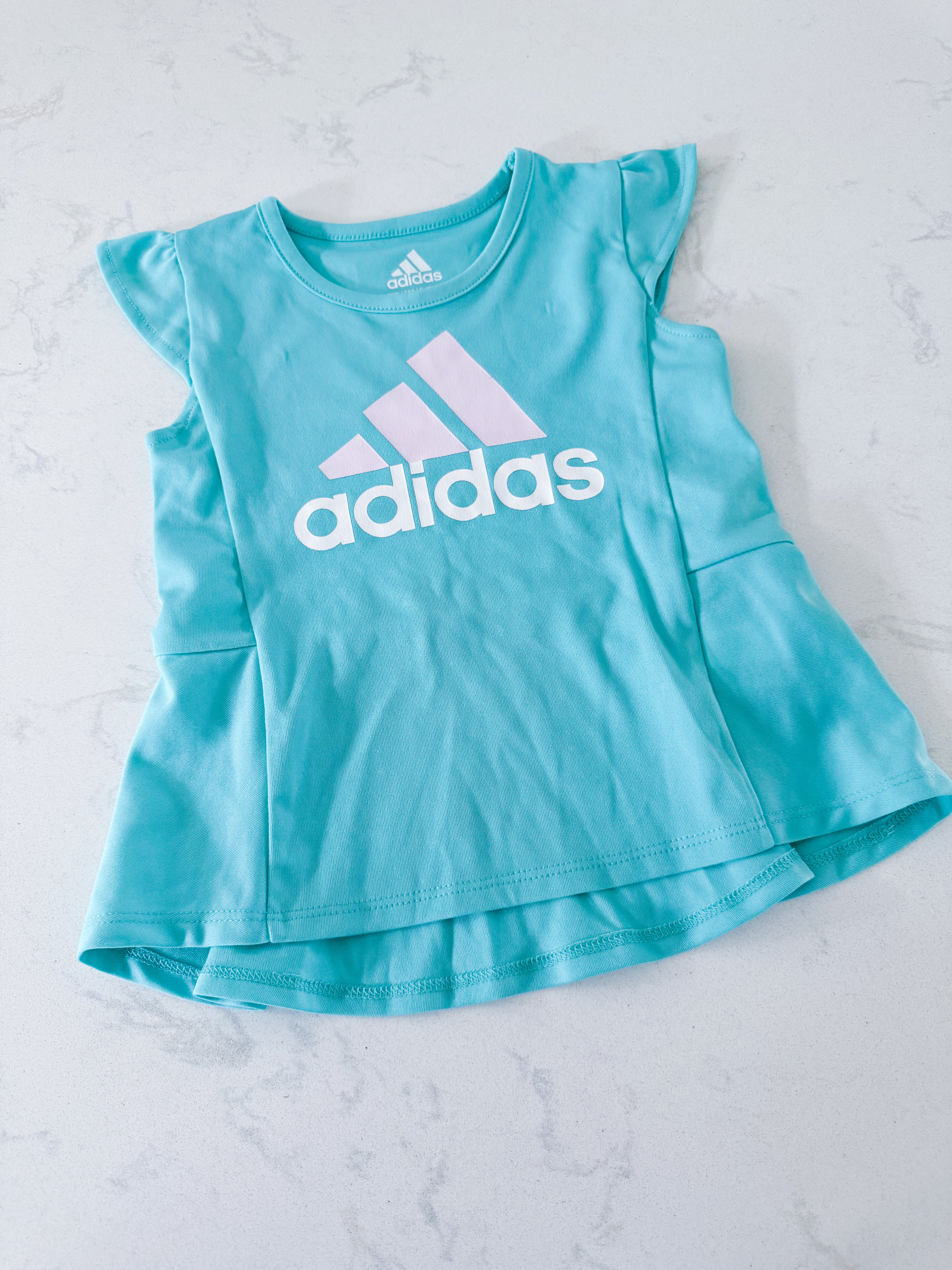 Adidas- 18m- VGUC- turquoise short sleeve shirt with pink logo