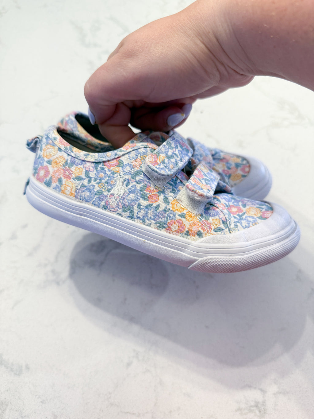 Ralph Lauren- 10C- VGUC- pastel floral Velcro shoes