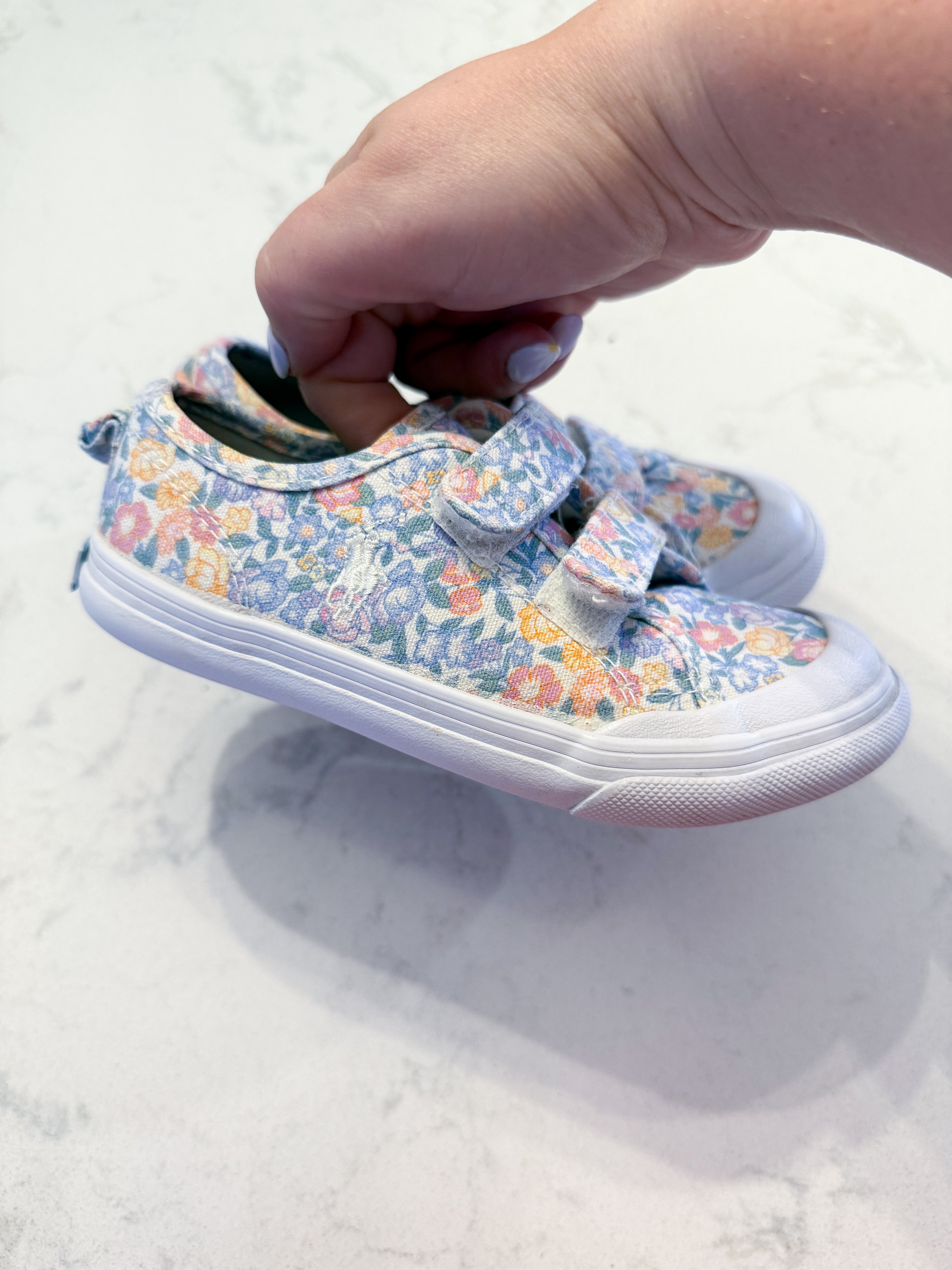 Ralph Lauren- 10C- VGUC- pastel floral Velcro shoes