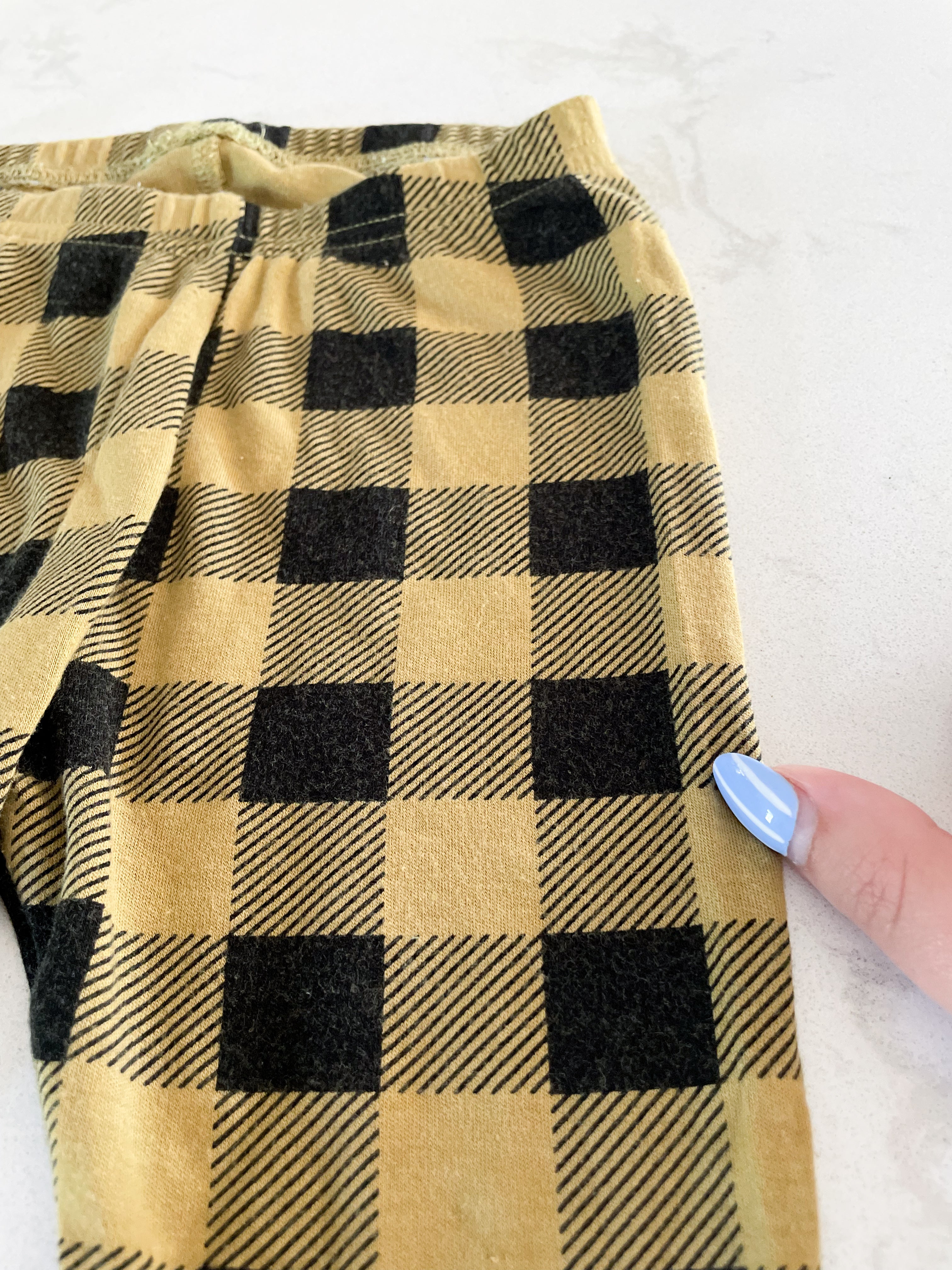 Little and Lively-18-24m-GUC-bamboo yellow and black checkered leggings