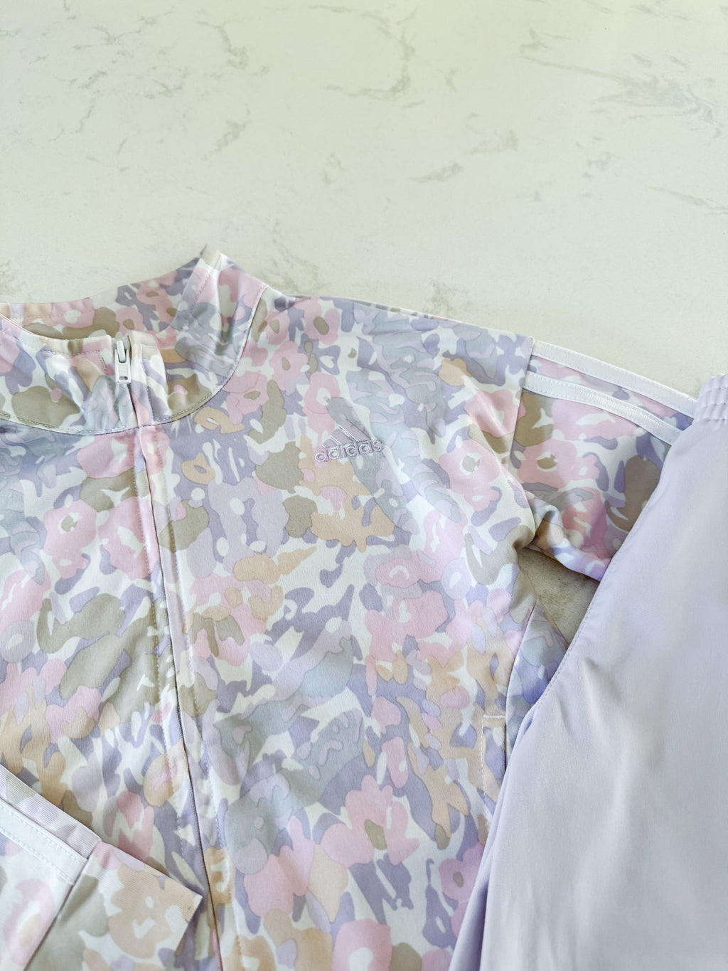 Adidas- 4T-PLAY- light purple and pastel floral pattern tracksuit